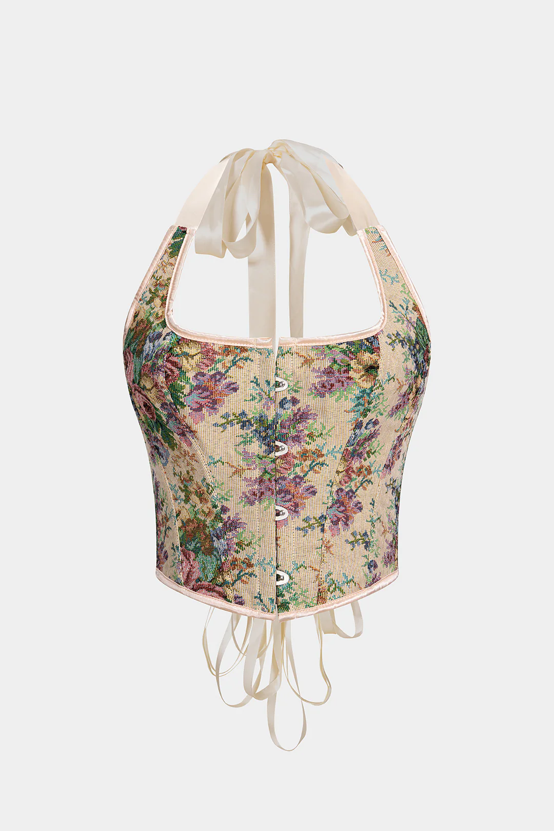 Jacquard Halter Tie Back Backless Cami Top - Image 5