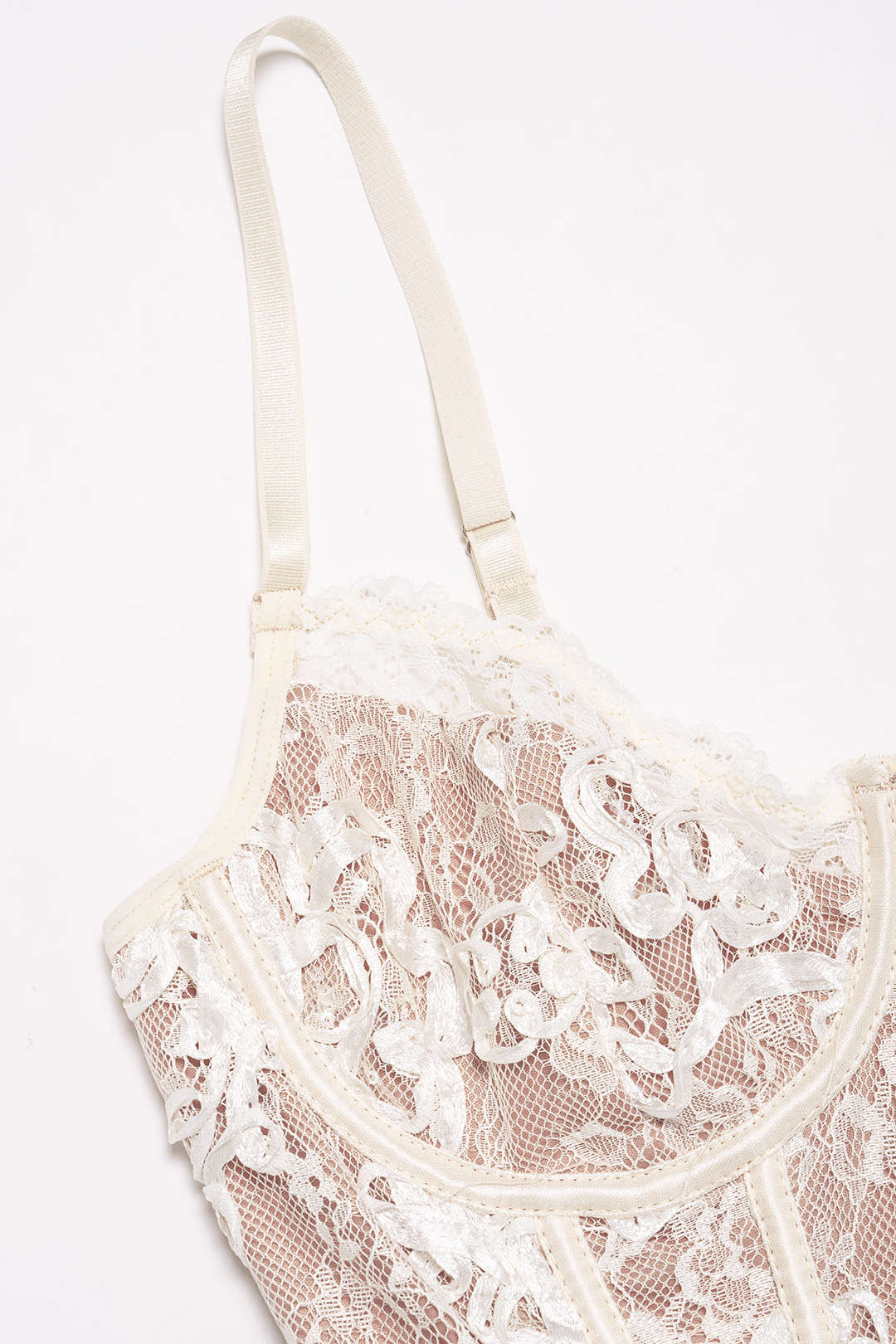 Lace V-Neck Corset Crossed Tie Back Cami Top - Image 3