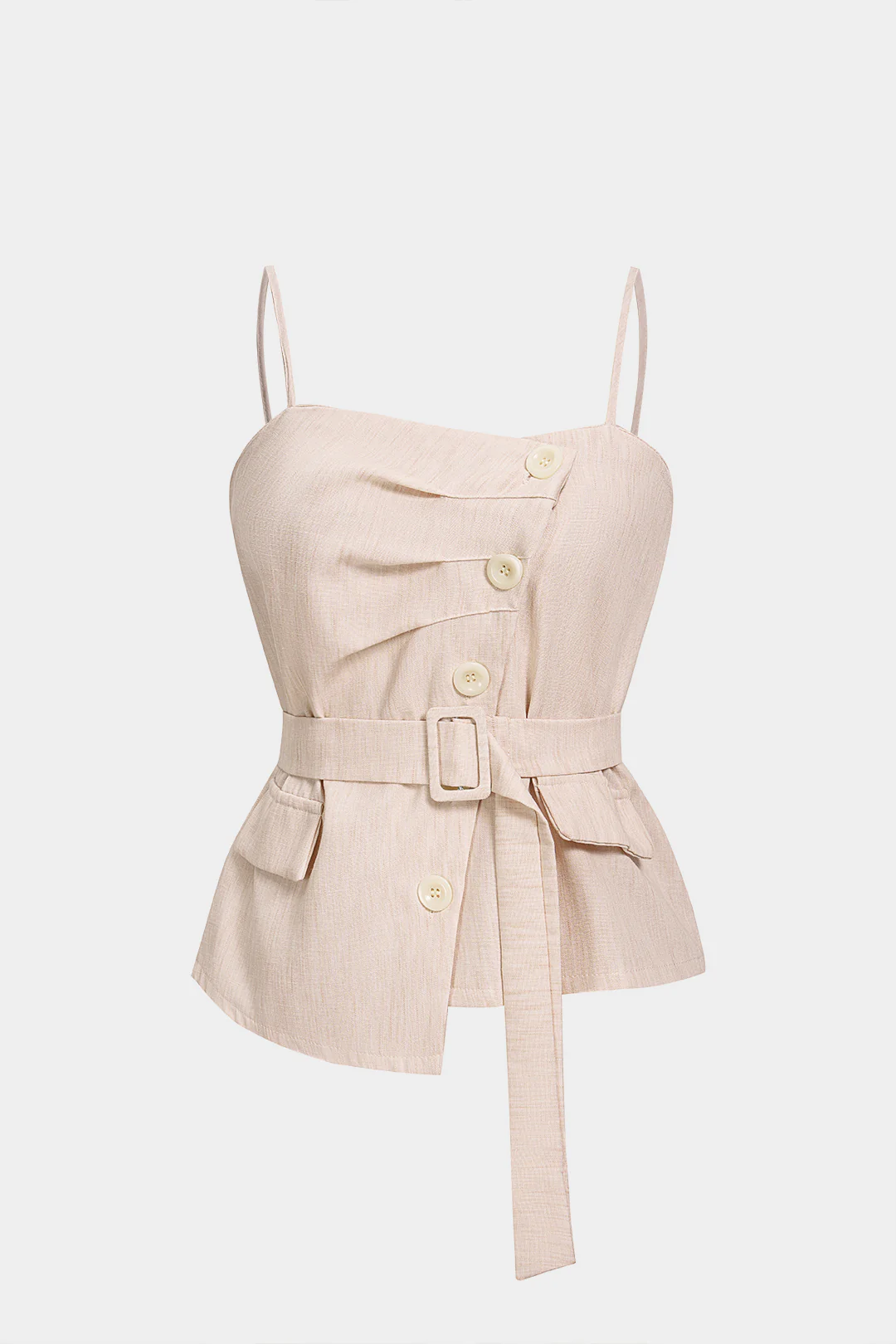 Asymmetrical Button Belted Cami Top