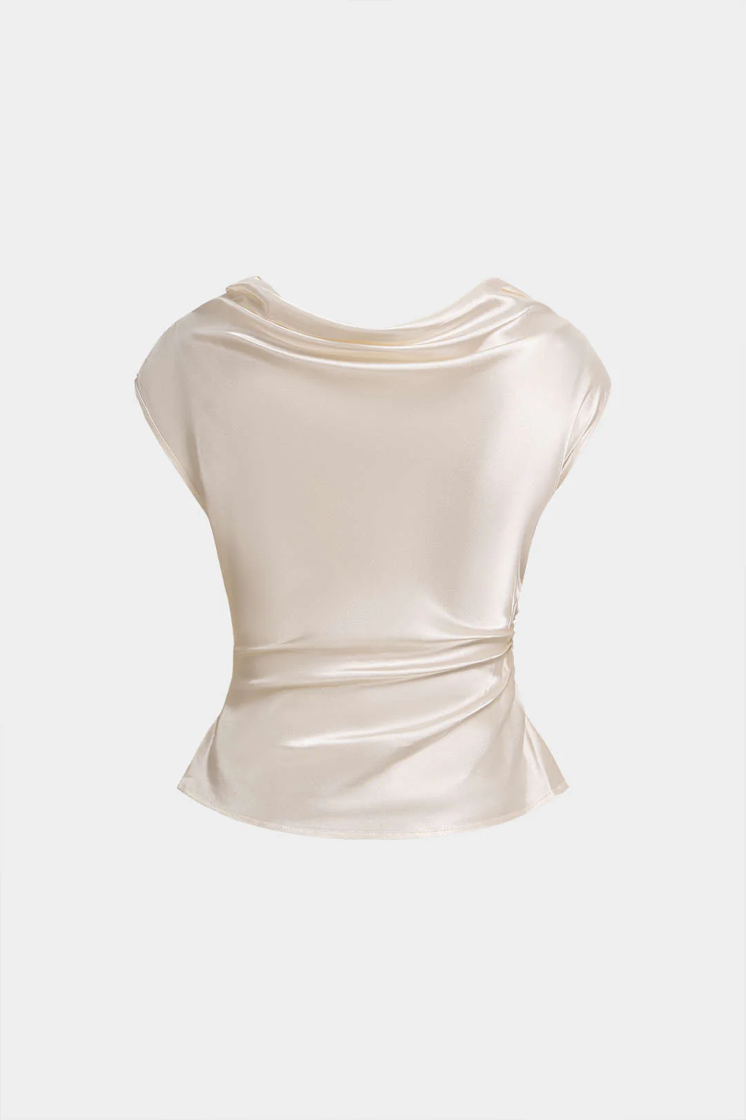 Satin Draped Neck Ruched Tank Top - Image 4