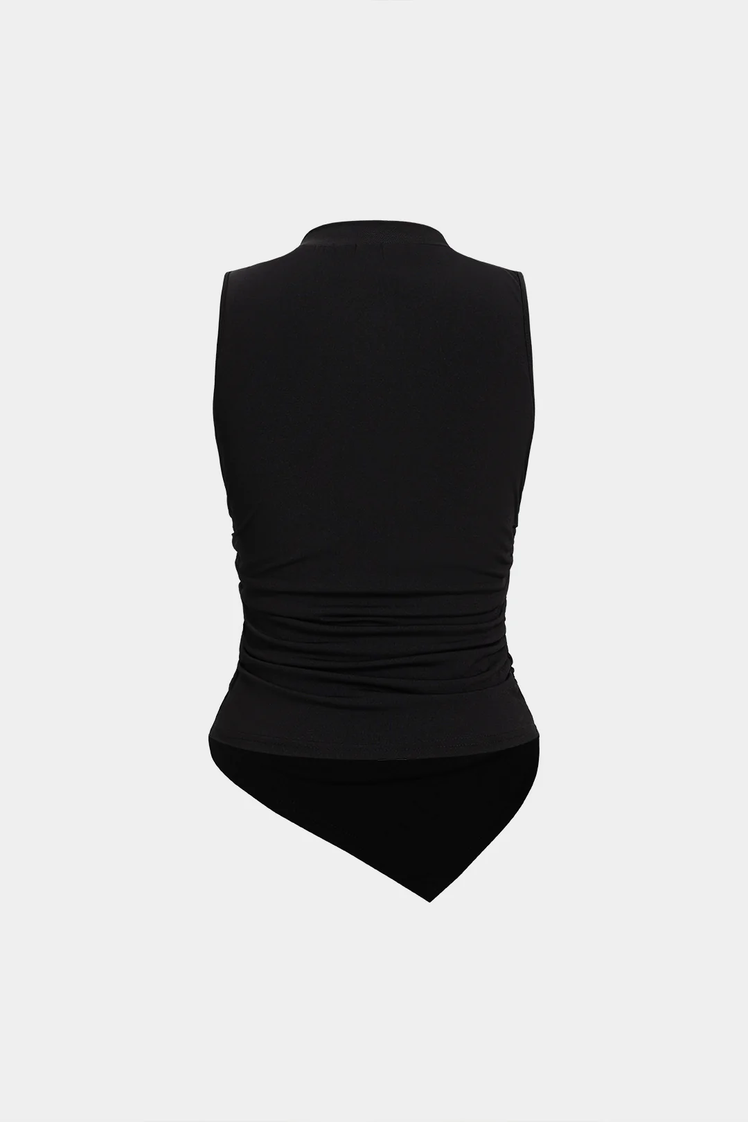Metallic Button Ruched Asymmetrical Tank Top - Image 2