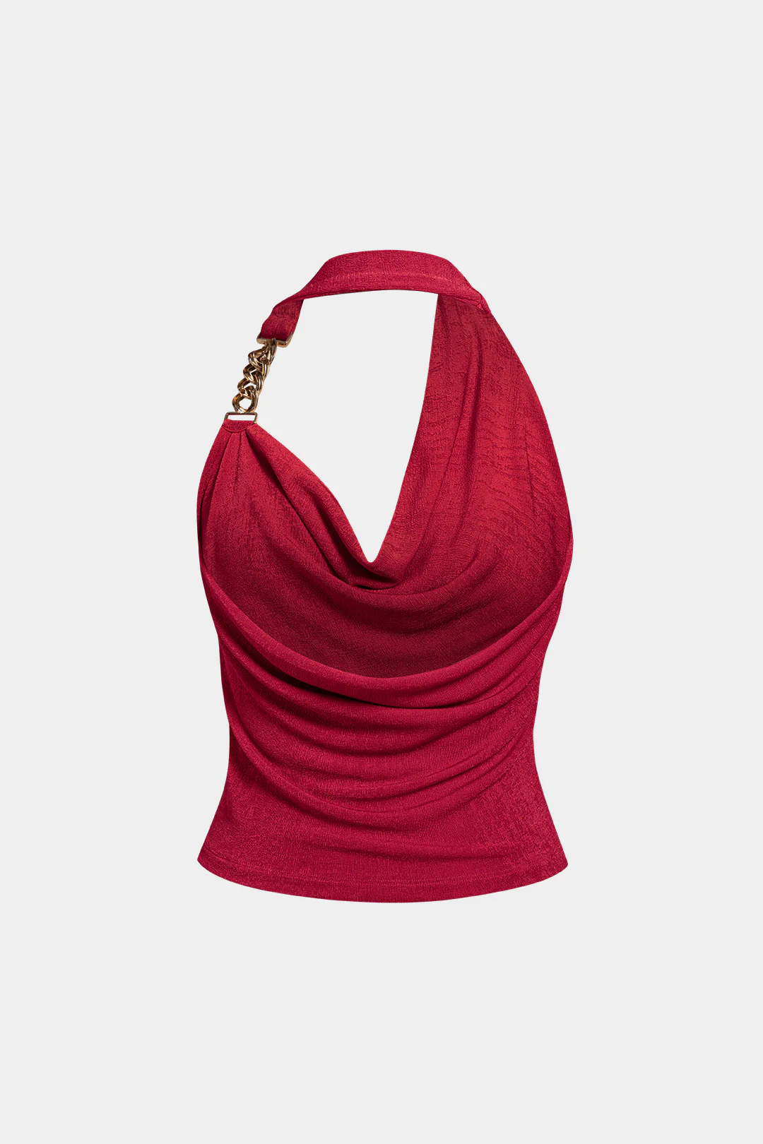 Halter Draped Cowl Neck Metallic Cami Top - Image 2