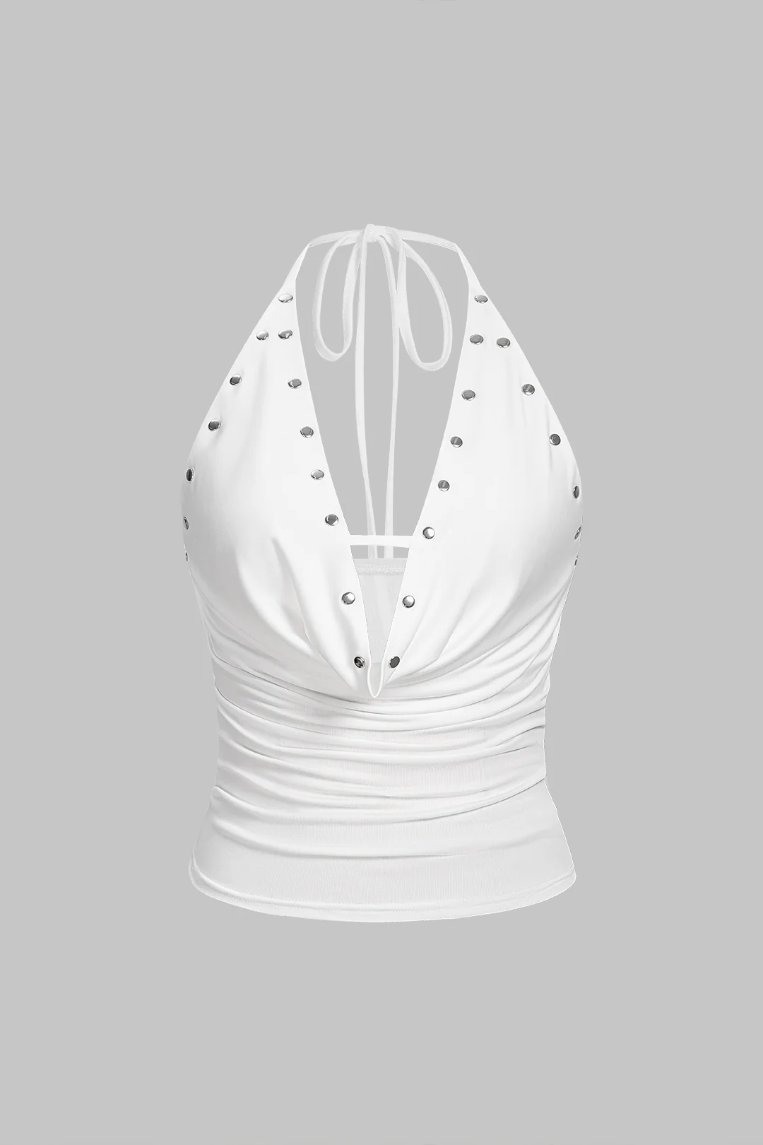 Halter Draped Cowl Neck Tie-Up Cami Top - Image 2