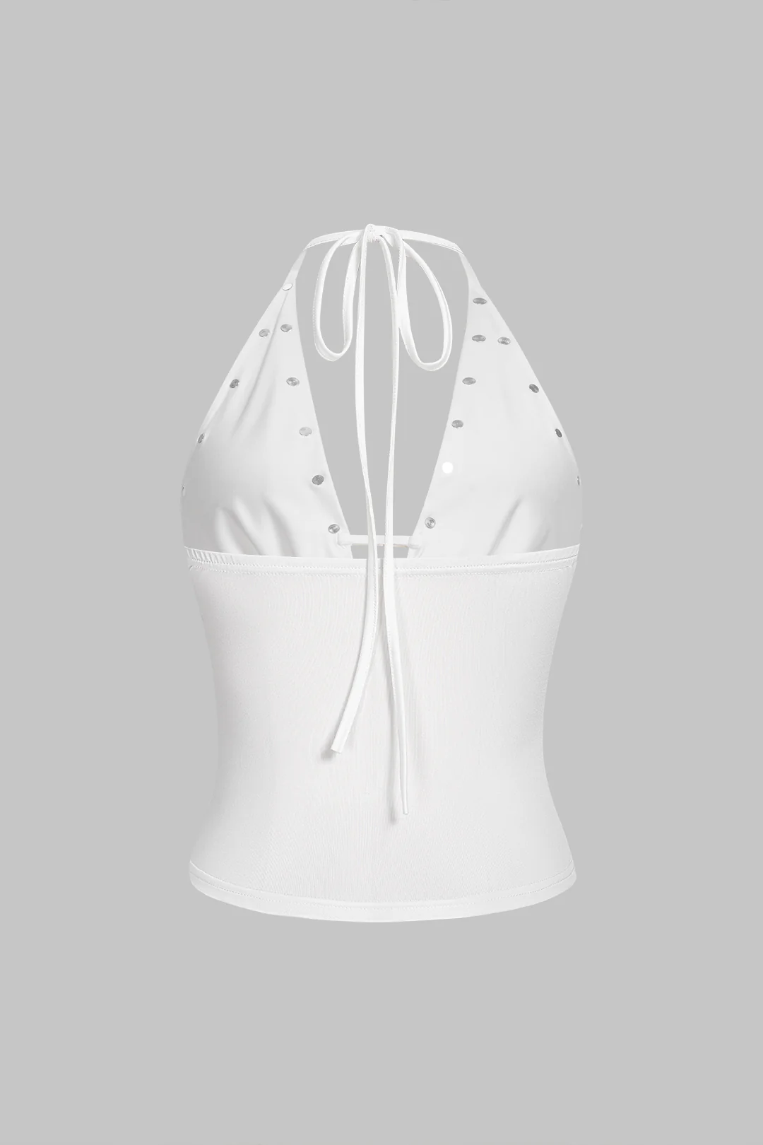 Halter Draped Cowl Neck Tie-Up Cami Top - Image 3