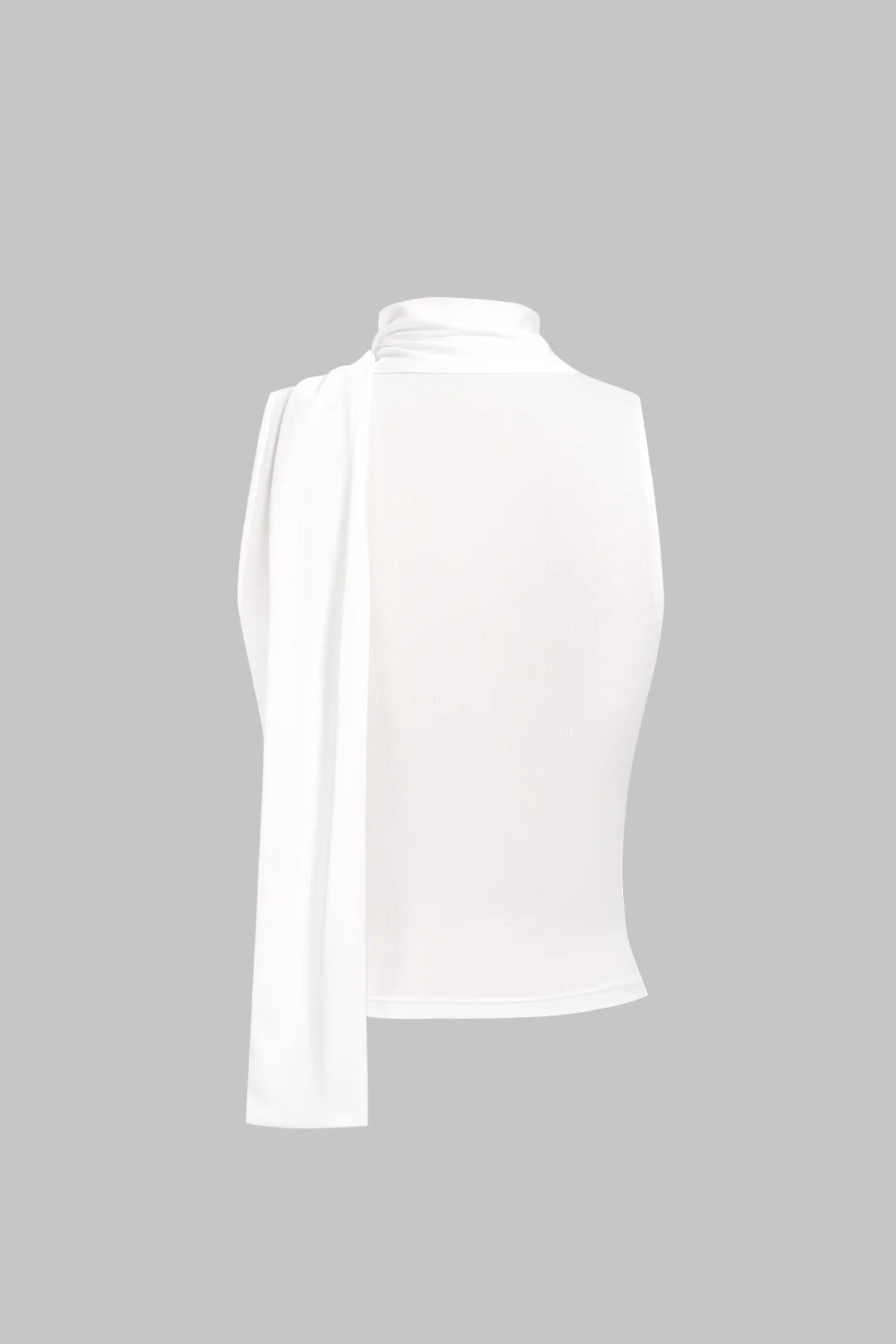 Solid Draped Cowl Neck Tank Top With Scarf - Image 2