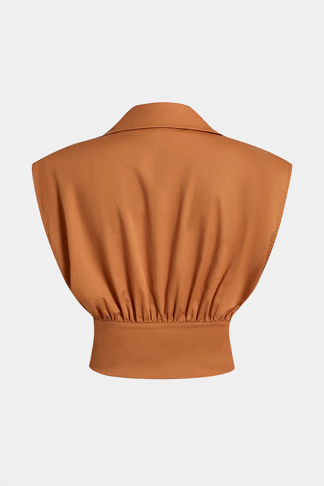 Solid Notched Lapel Ruched Vest - Image 2