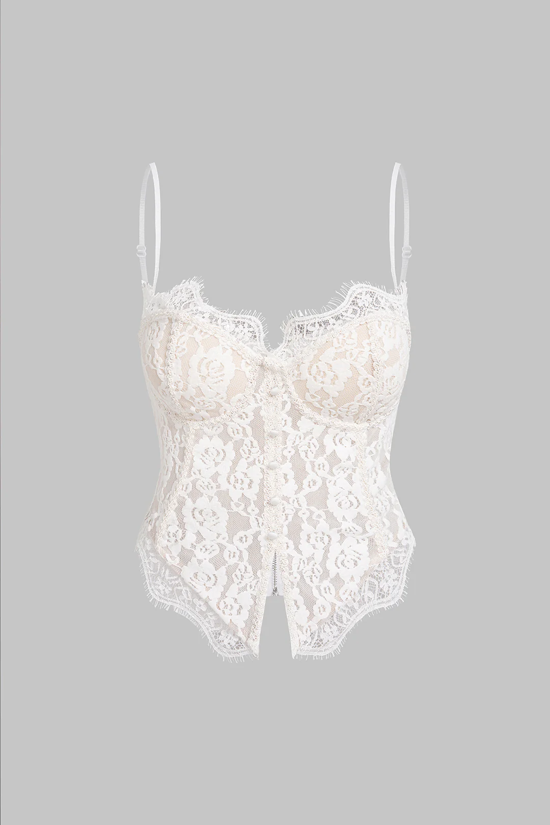 Lace Trim Zipper Cami Top