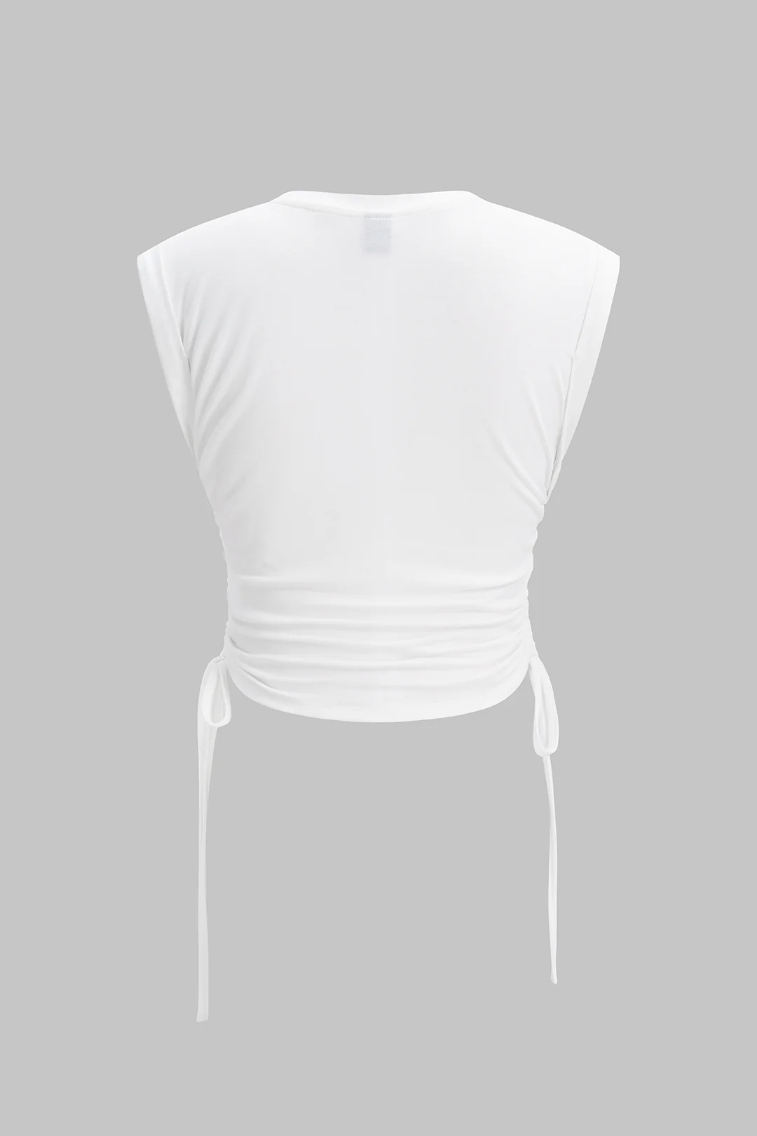 Patchwork Round Neck Tie-Up Short Sleeve T-Shirt - Image 2