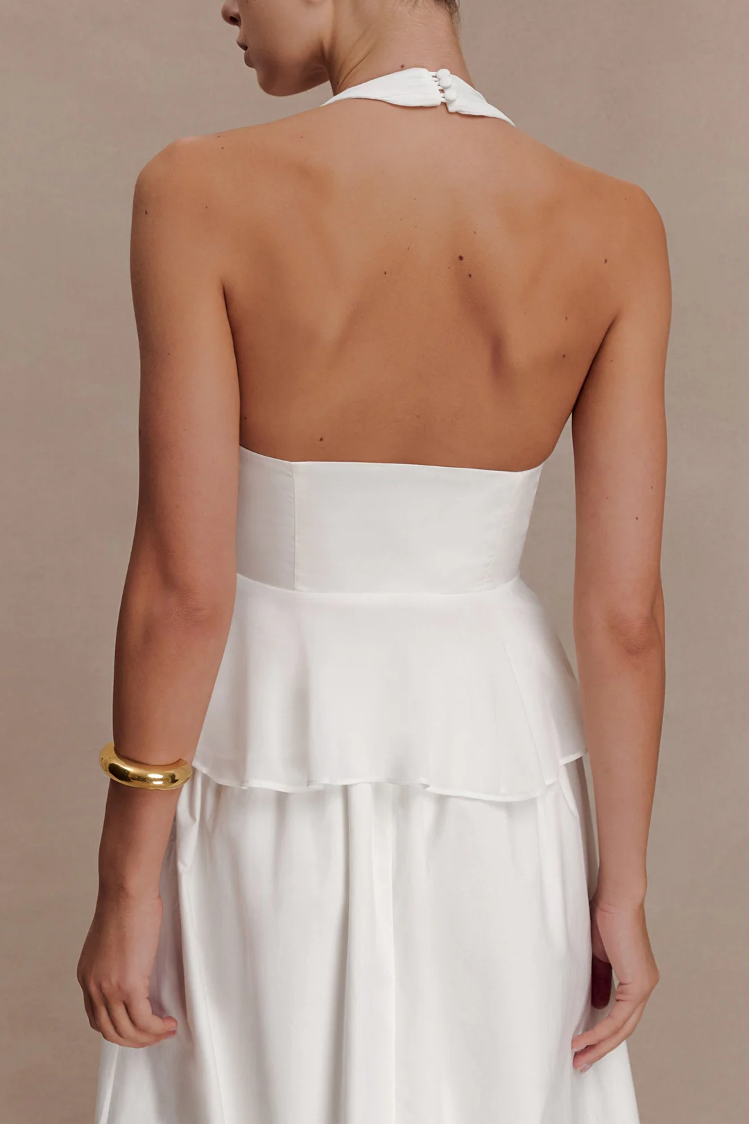 Halter V-Neck Ruched Ruffle Backless Tank Top - Image 4
