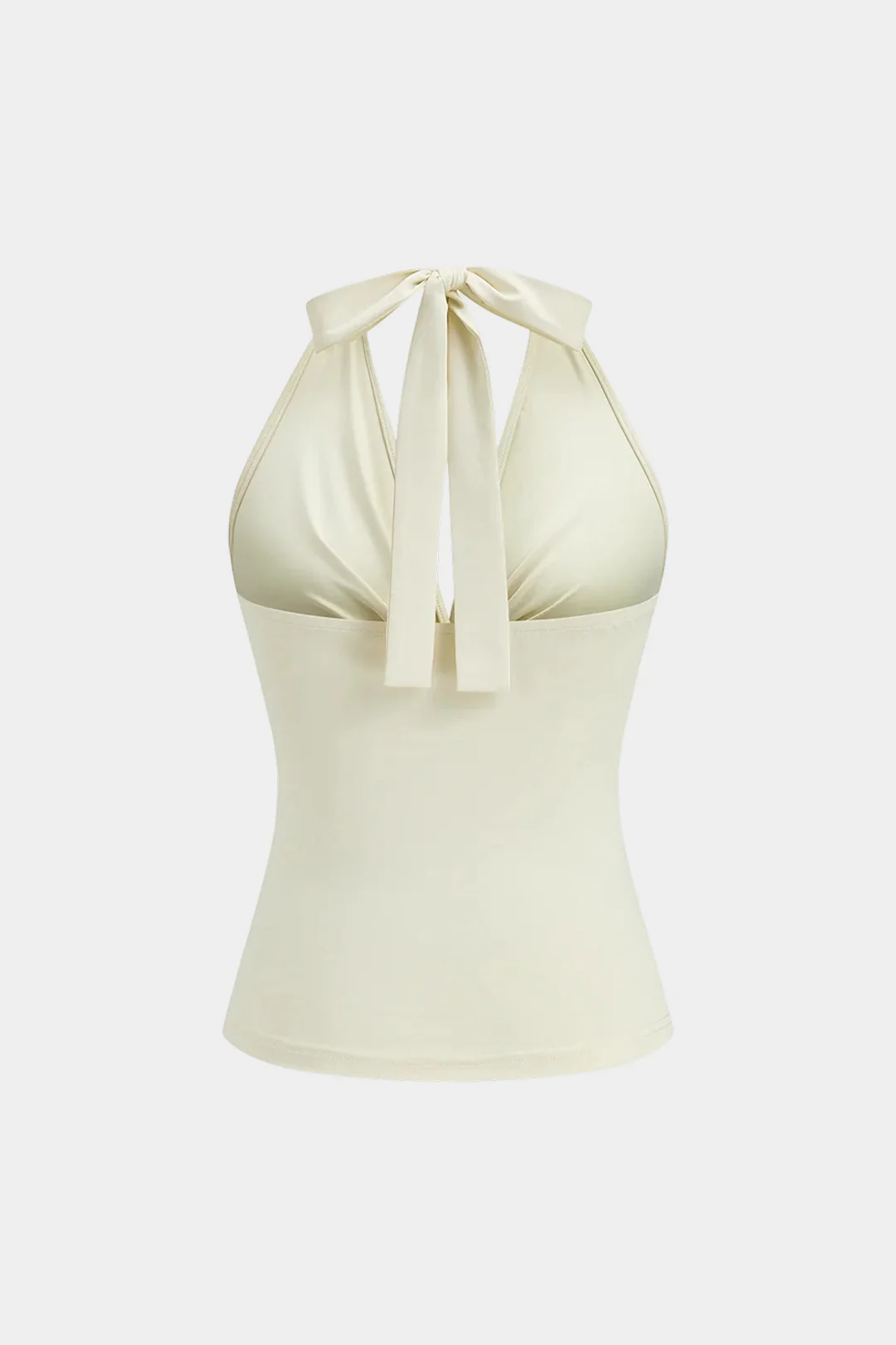 Halter V-Neck Twist Knot Tie-Up Tank Top - Image 2