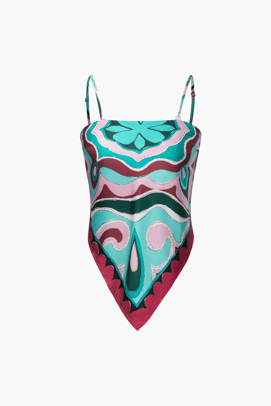 Art Print Asymmetrical Tie-Up Tube Top