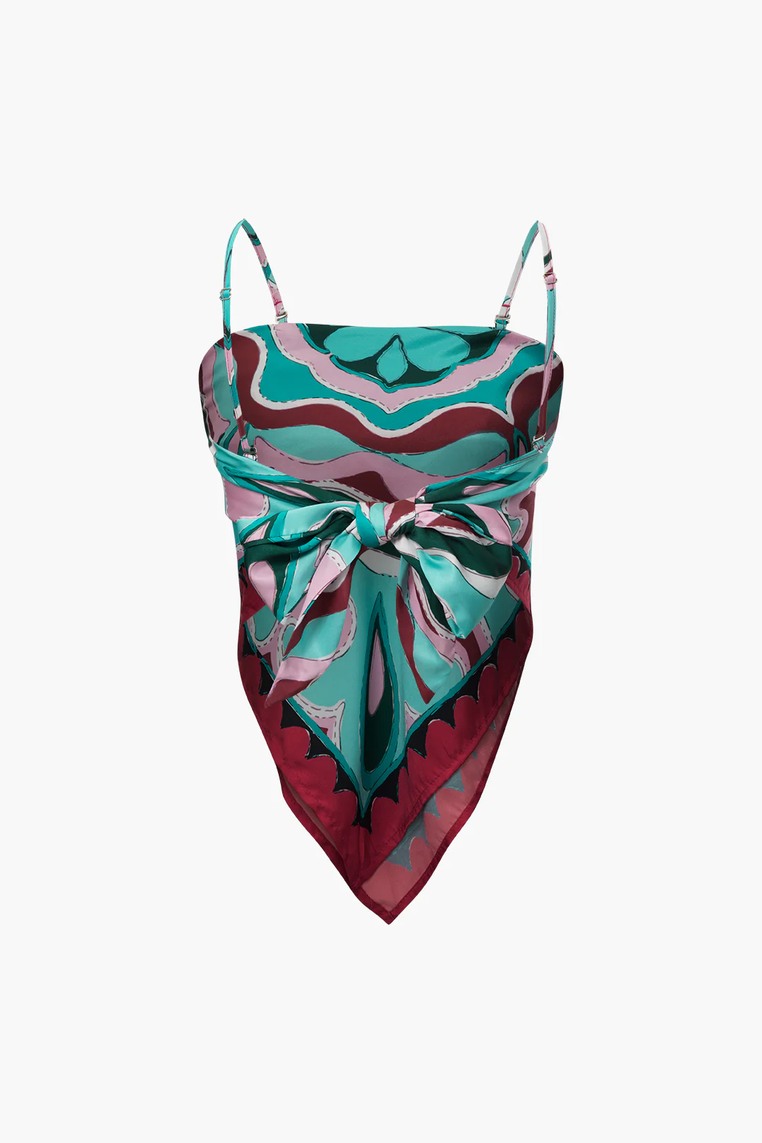 Art Print Asymmetrical Tie-Up Tube Top - Image 2