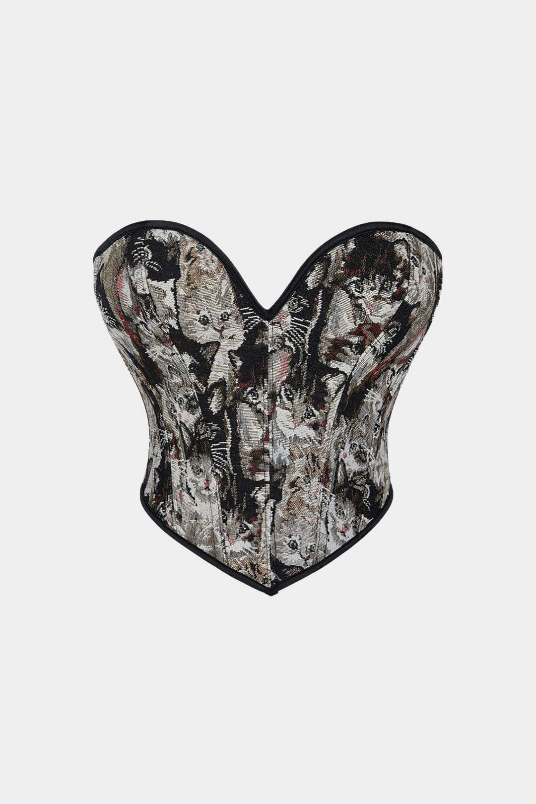 Abstract Braided Tie V-neck Corset Top - Image 4