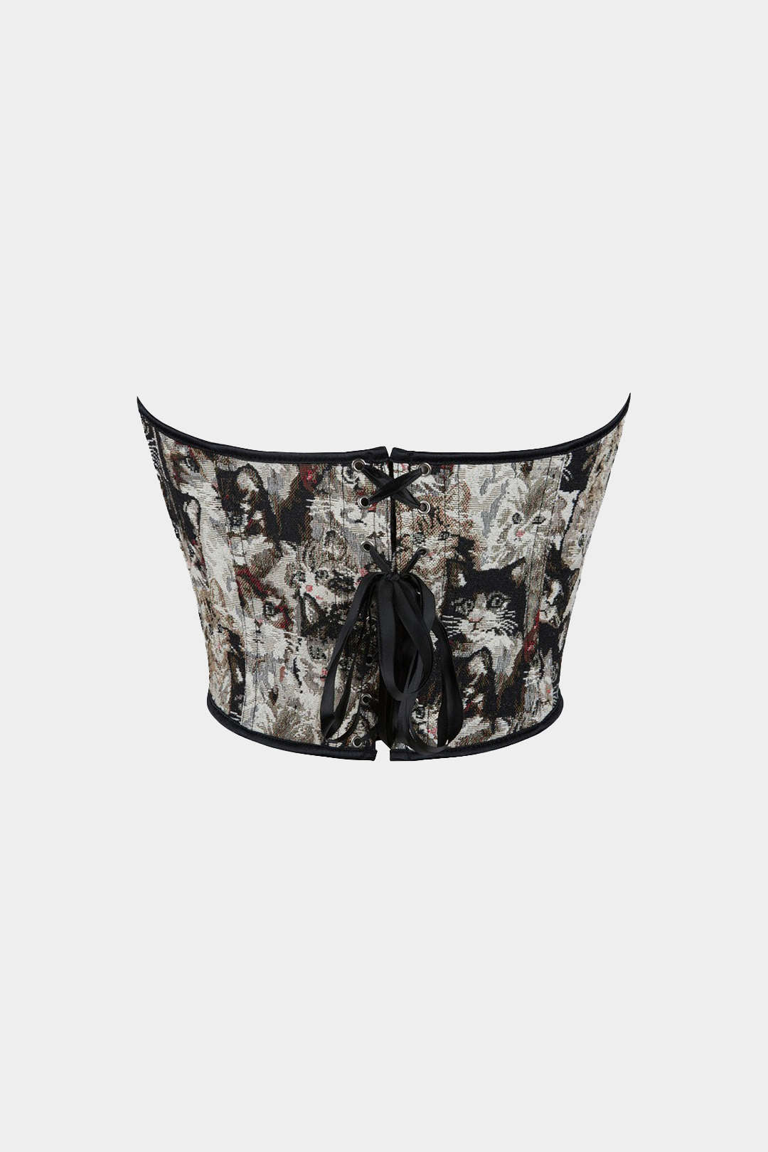 Abstract Braided Tie V-neck Corset Top - Image 5