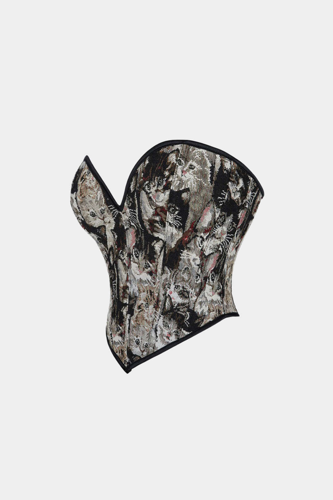 Abstract Braided Tie V-neck Corset Top - Image 6