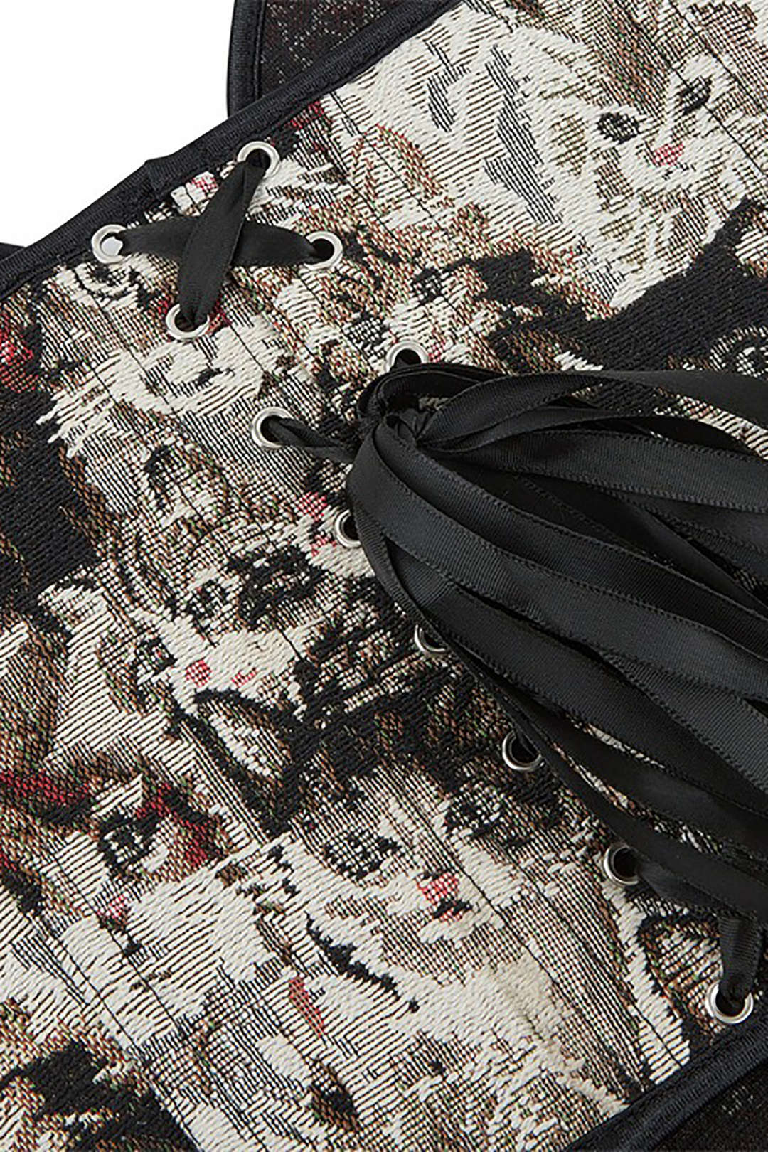 Abstract Braided Tie V-neck Corset Top - Image 7