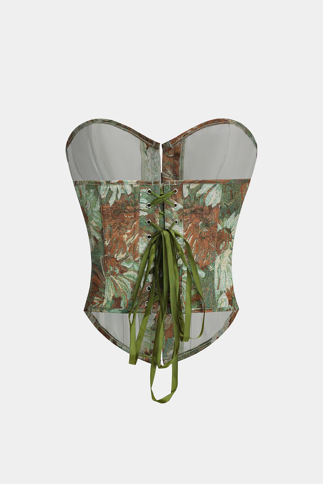 Floral Print Strapless Tie Back Corset Tube Top - Image 2