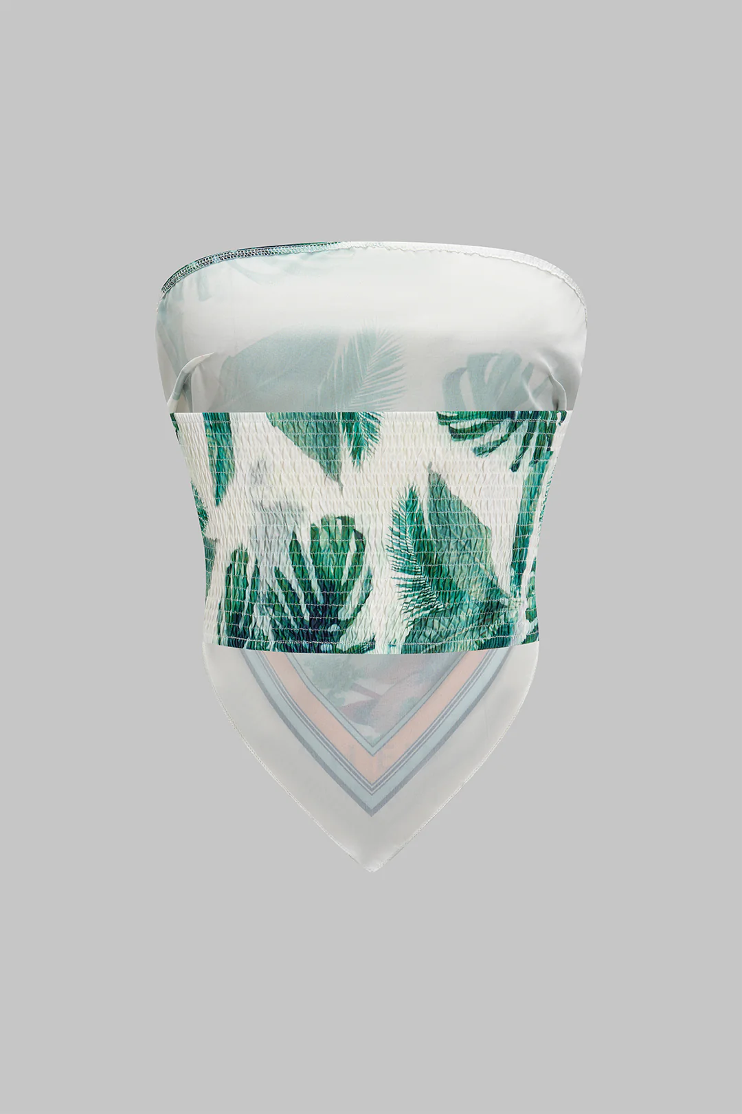 Tropical Leaves Print Tube Top - Image 2