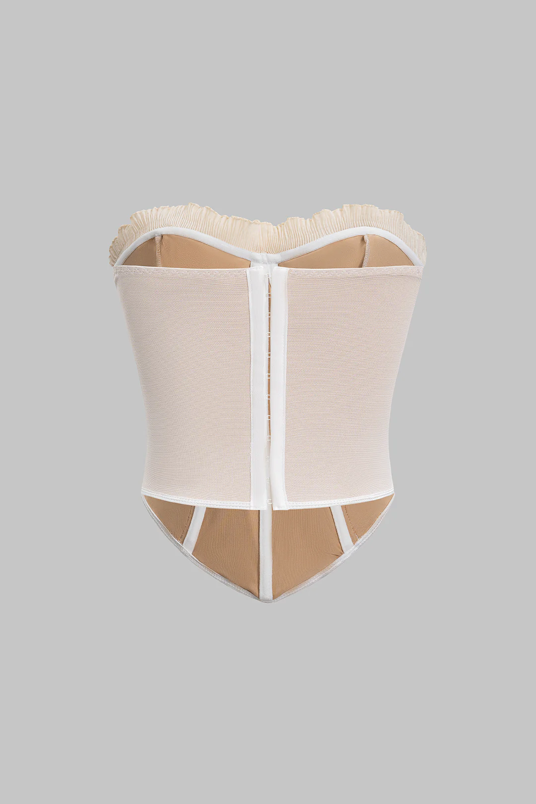 Mesh Embroidery Print Bow Tube Top - Image 2