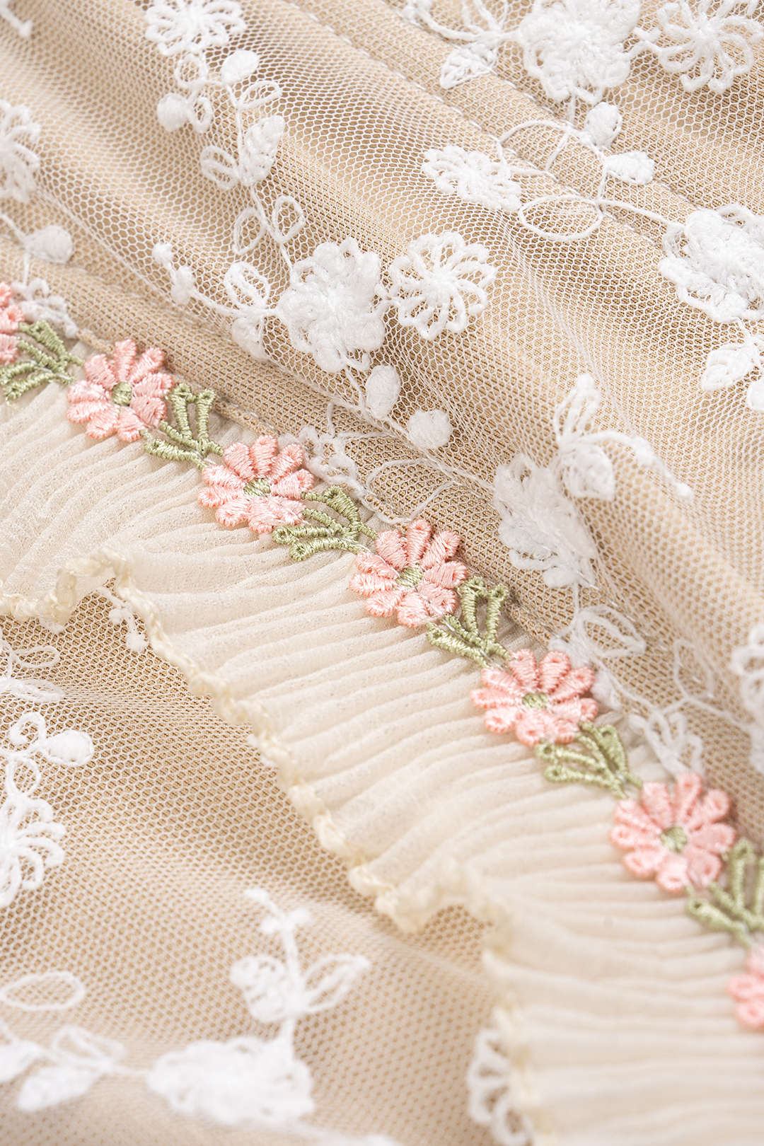 Mesh Embroidery Print Bow Tube Top - Image 3