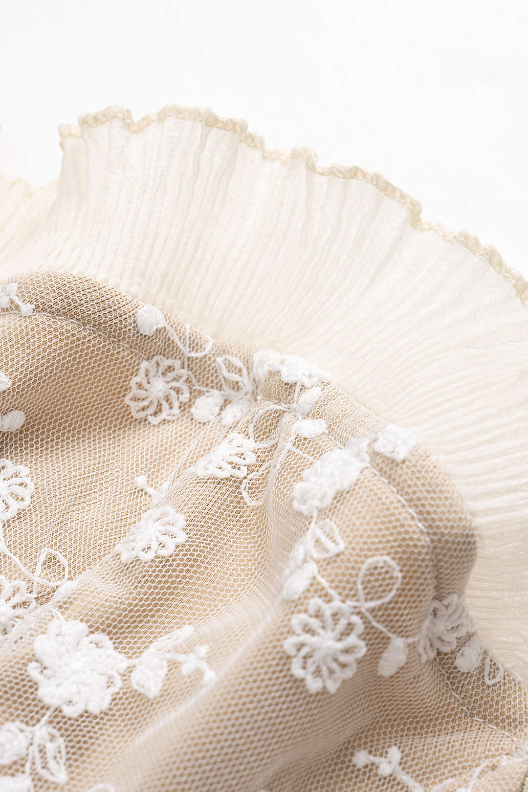 Mesh Embroidery Print Bow Tube Top - Image 5