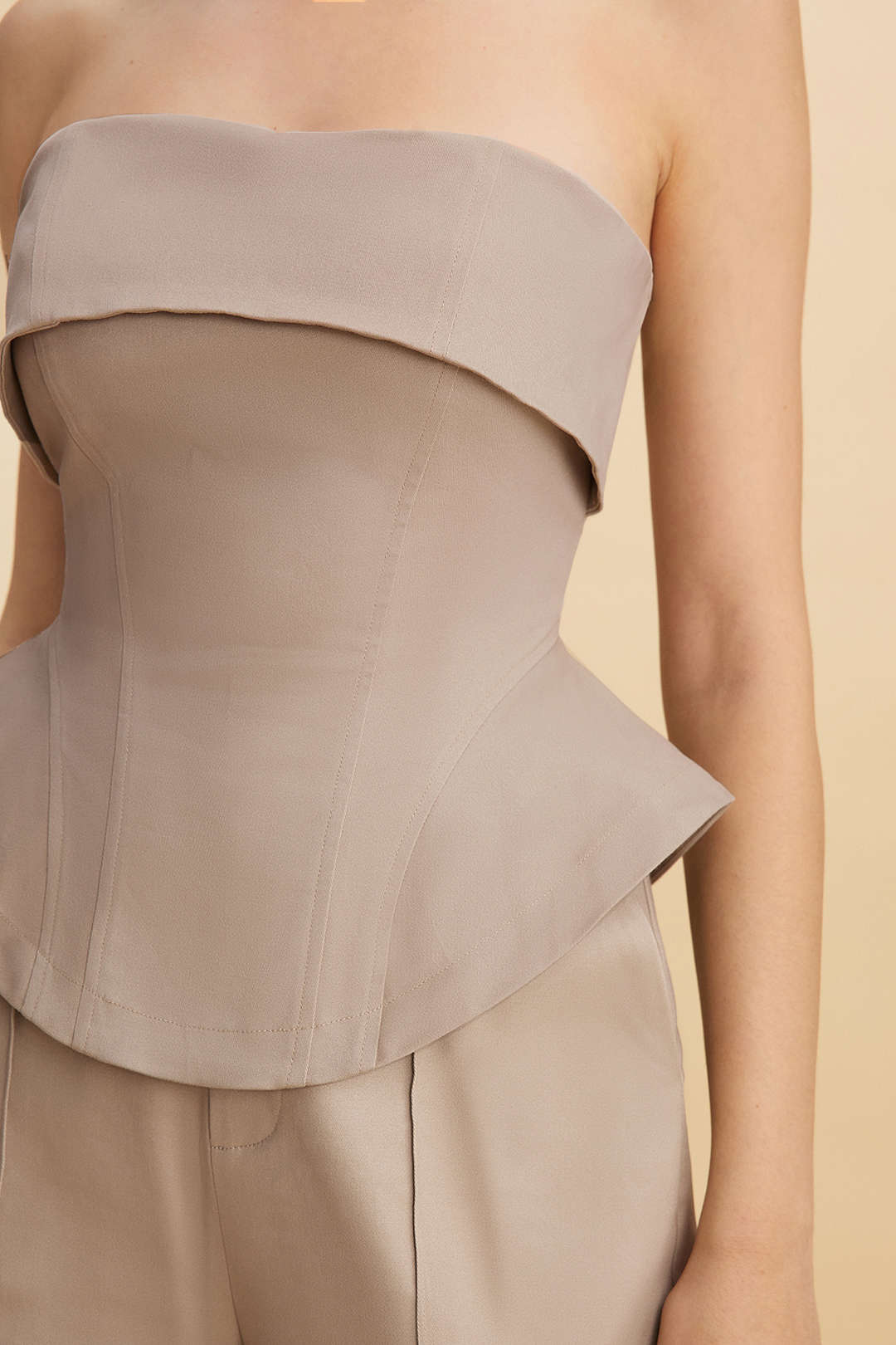 Zipper Waist-Cinching Strapless Tube Top - Image 2