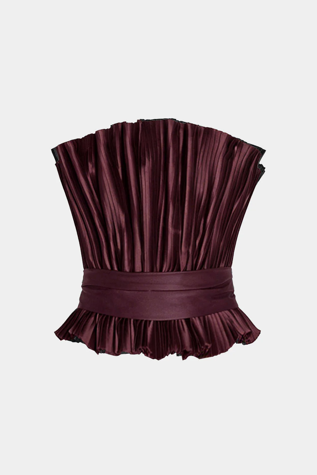 Faux Leather Patchwork Belted Ruched Tube Top - Image 4