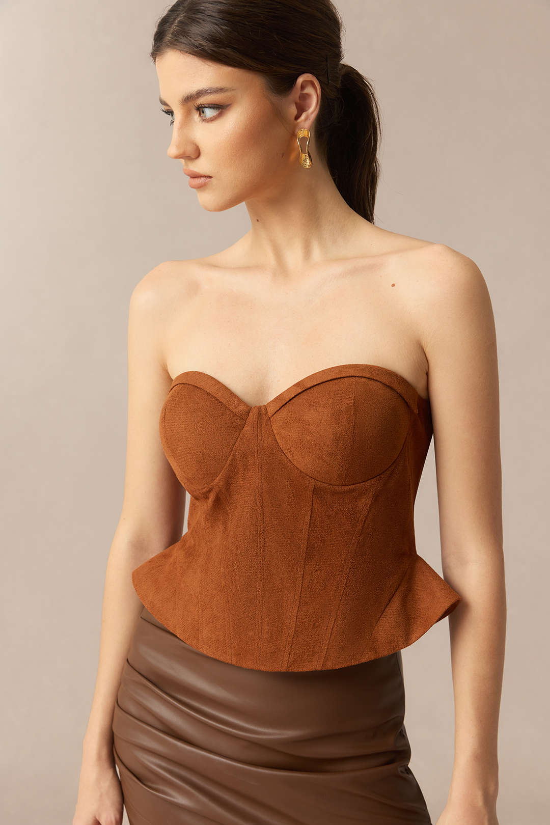 Suede Corset Tube Top - Image 3