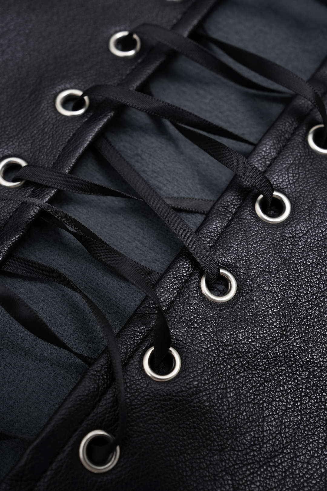 Faux Leather Tie-Back Corset Strapless Tube Top - Image 3