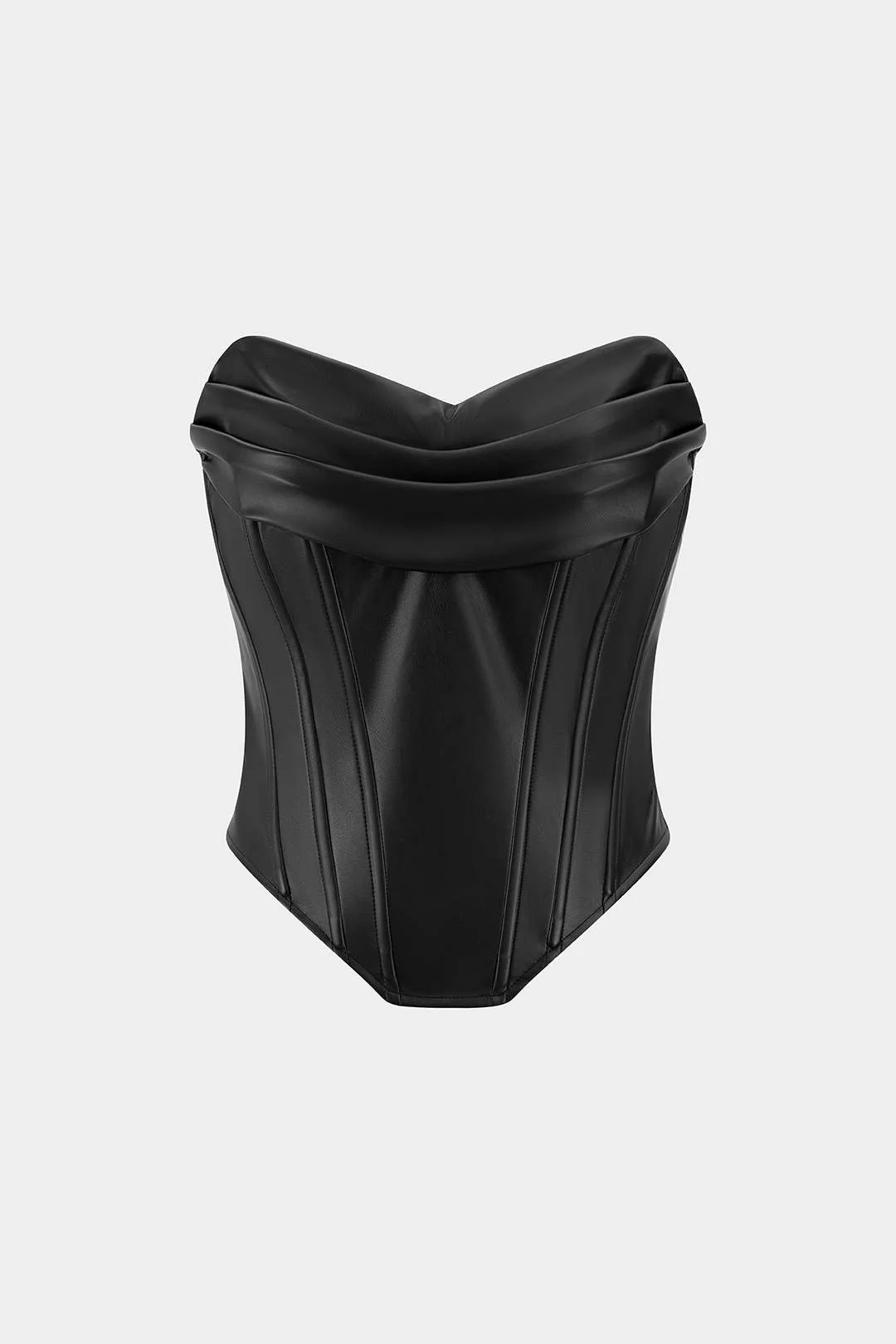 Faux Leather Ruched Corset Tube Top - Image 3
