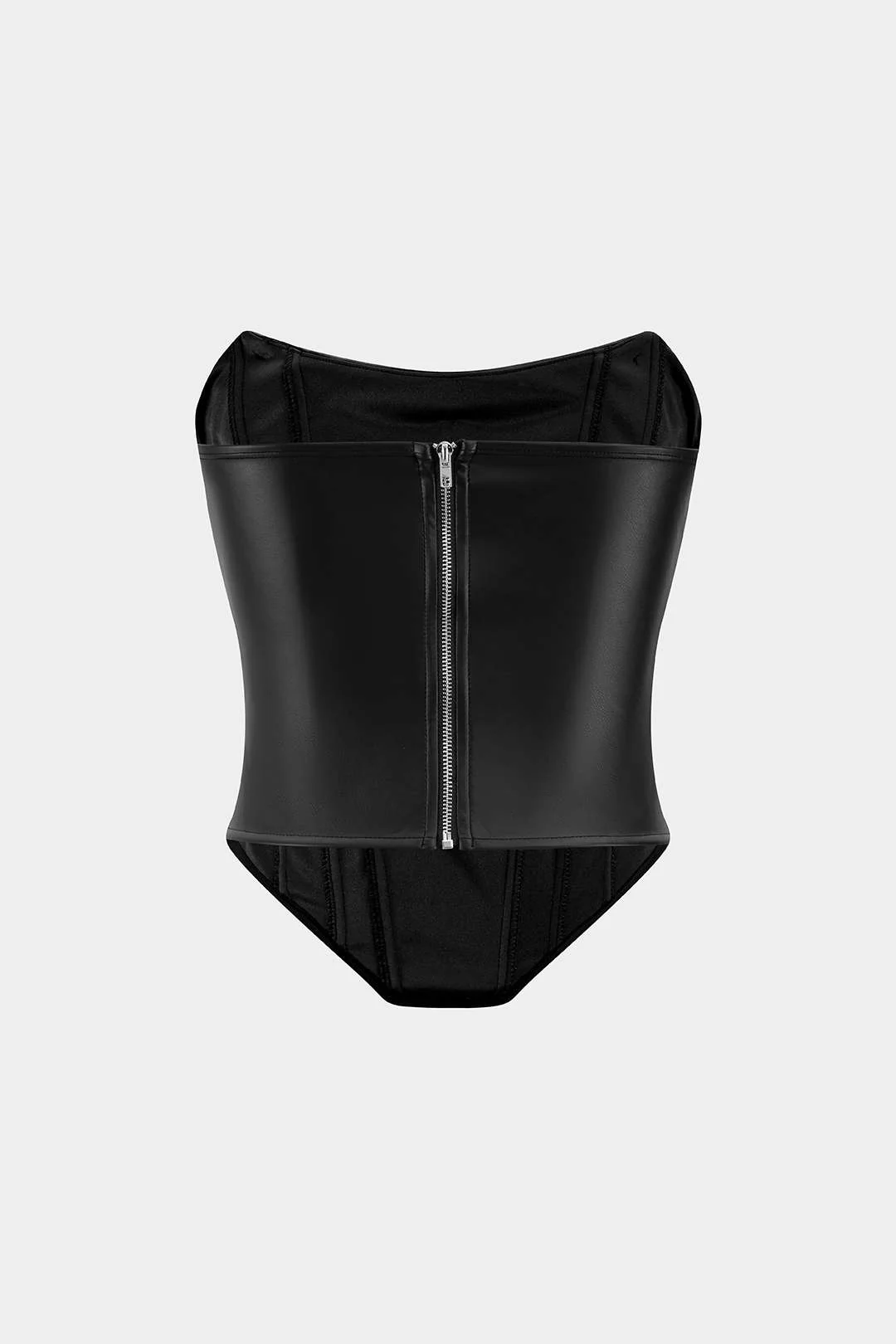 Faux Leather Ruched Corset Tube Top - Image 4