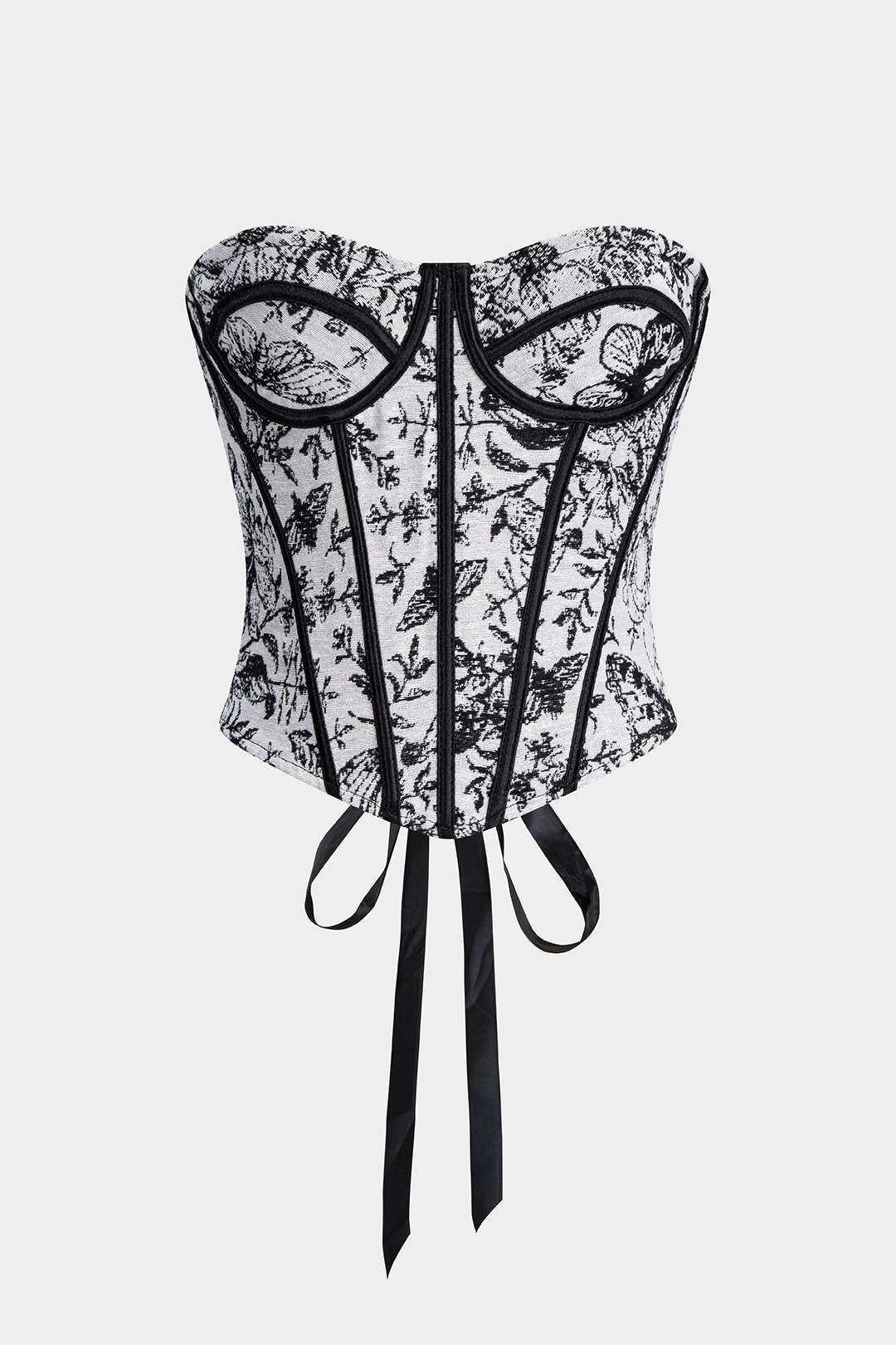 Jacquard Wrap Tie-Back Corset Waist Tube Top