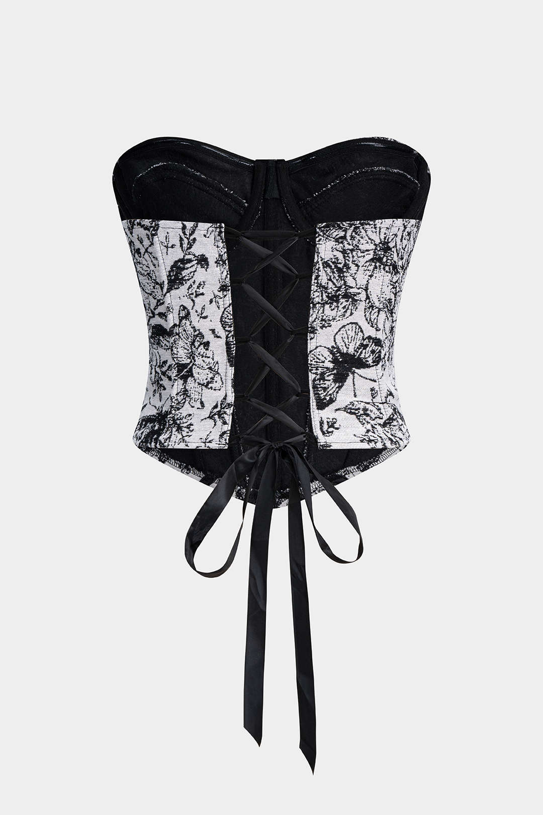 Jacquard Wrap Tie-Back Corset Waist Tube Top - Image 2
