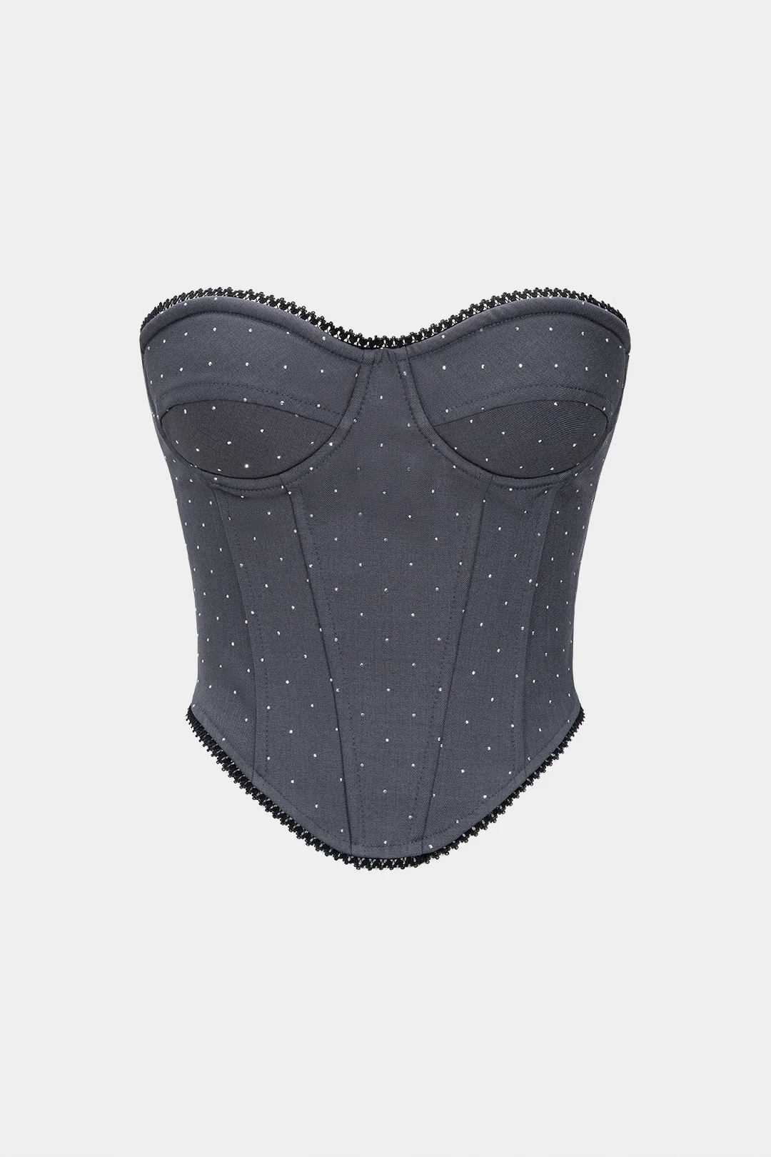 Rhinestone Decor Corset Tube Top