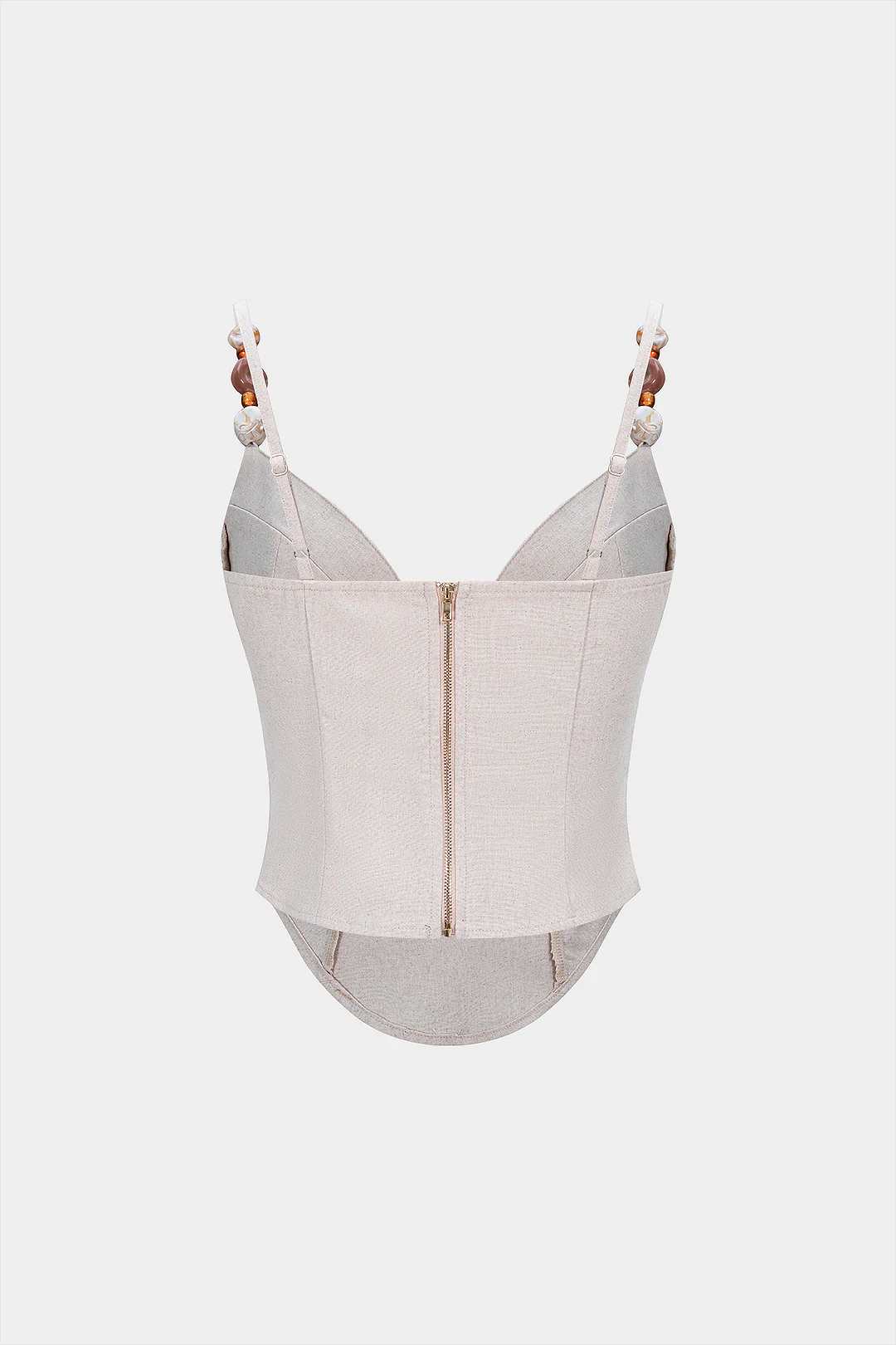 Linen V-Neck Zipper Cami Top - Image 2