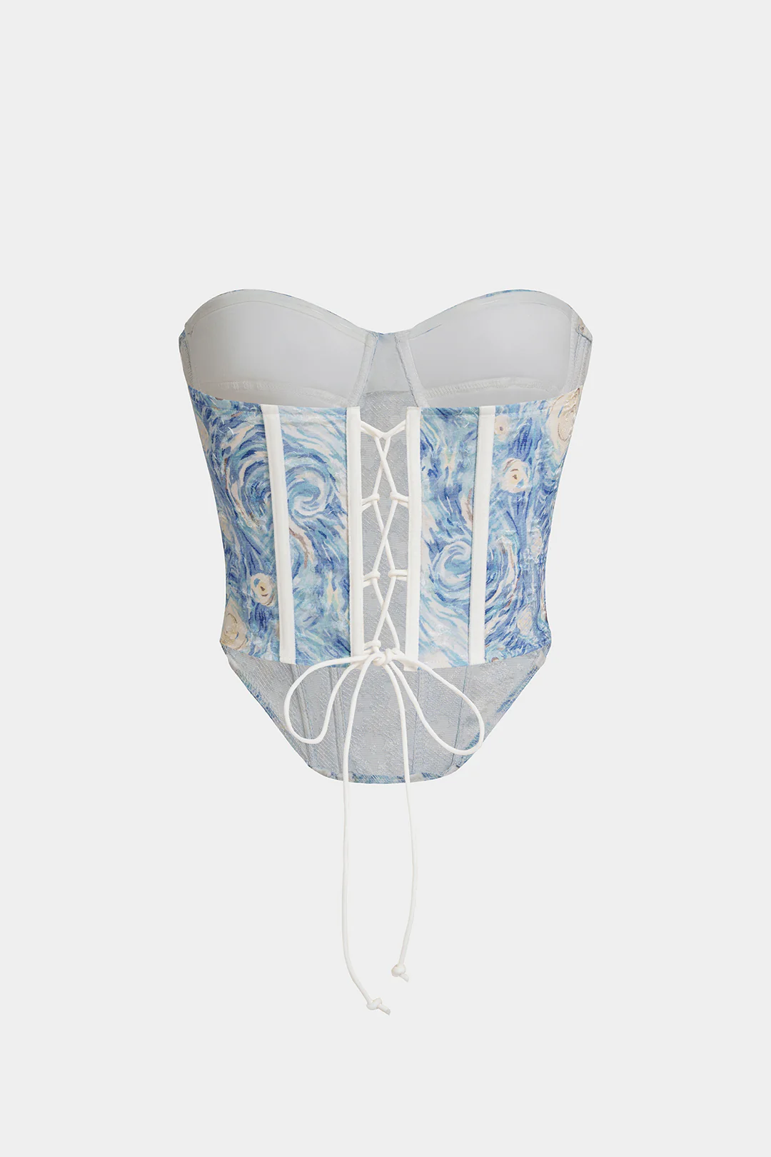 Artistic Print Bustier Tie Back Tube Top - Image 2