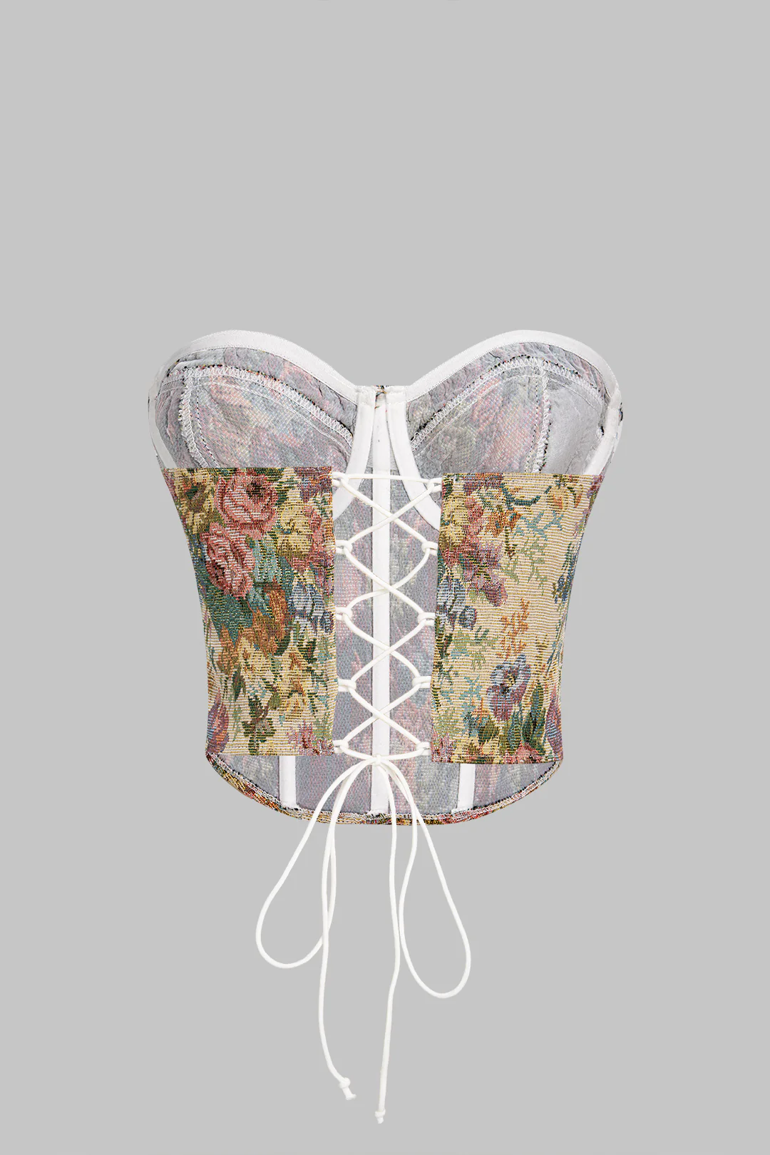 Jacquard Tie-Up Corset Tube Top - Image 2