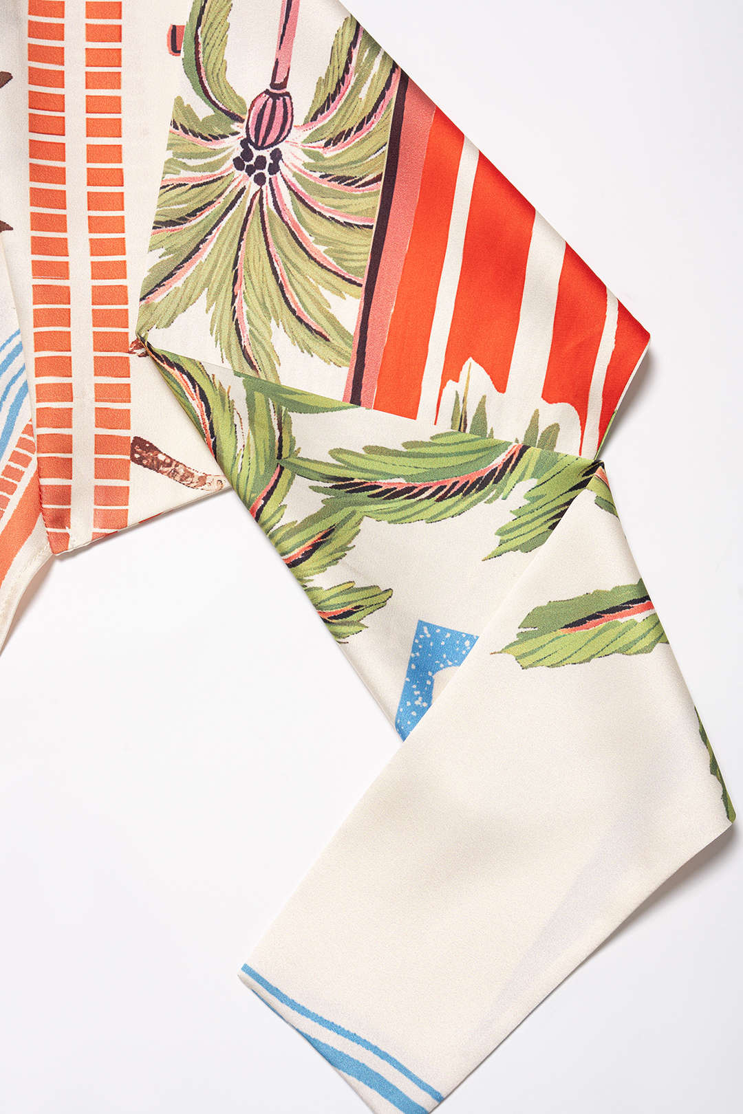 Coconut Palm Stripes Print Satin Strappy Tube Top - Image 4