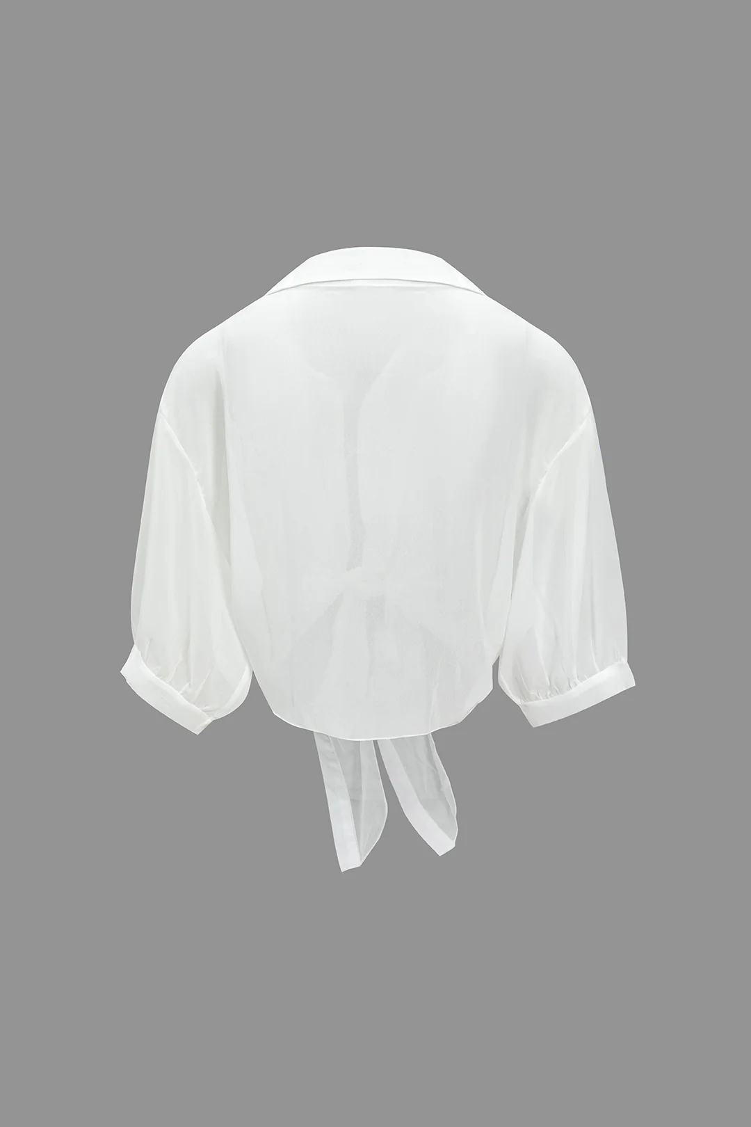 Chiffon Button Tie-Up Short-Sleeve Shirt - Image 2