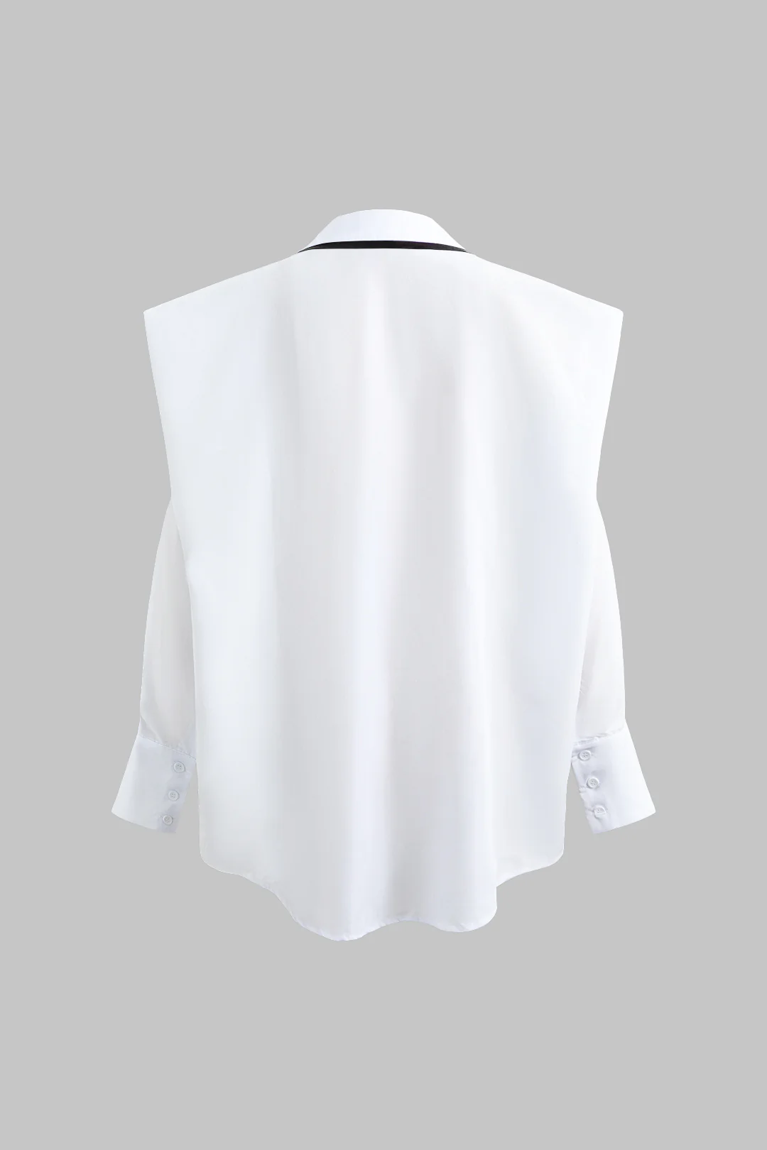 Solid Long Sleeve Shirt With Tie - Image 2