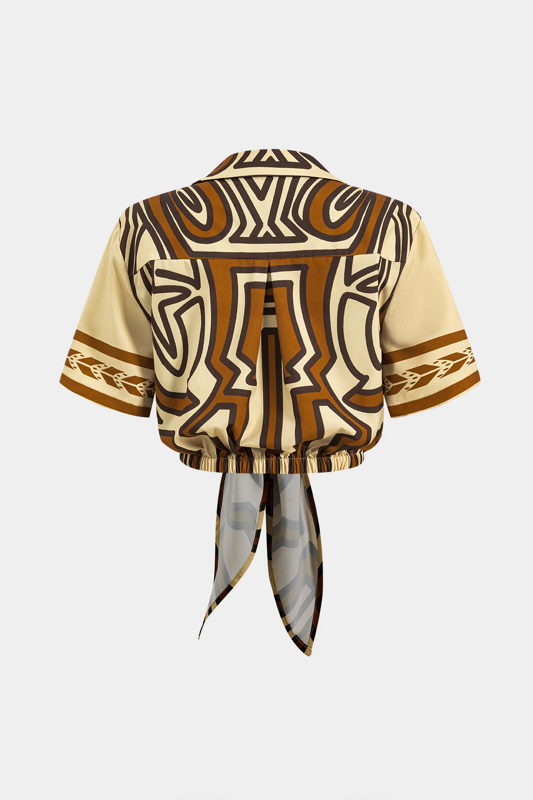 Bohemian Print  Tie Front Short-Sleeve Shirt - Image 3