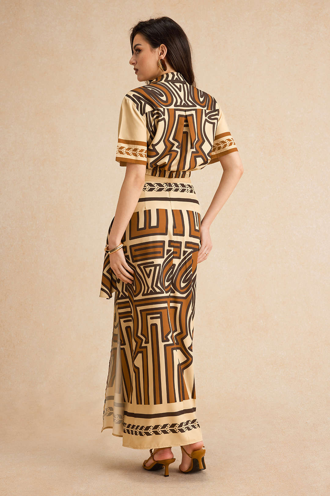 Bohemian Print  Tie Front Short-Sleeve Shirt - Image 7