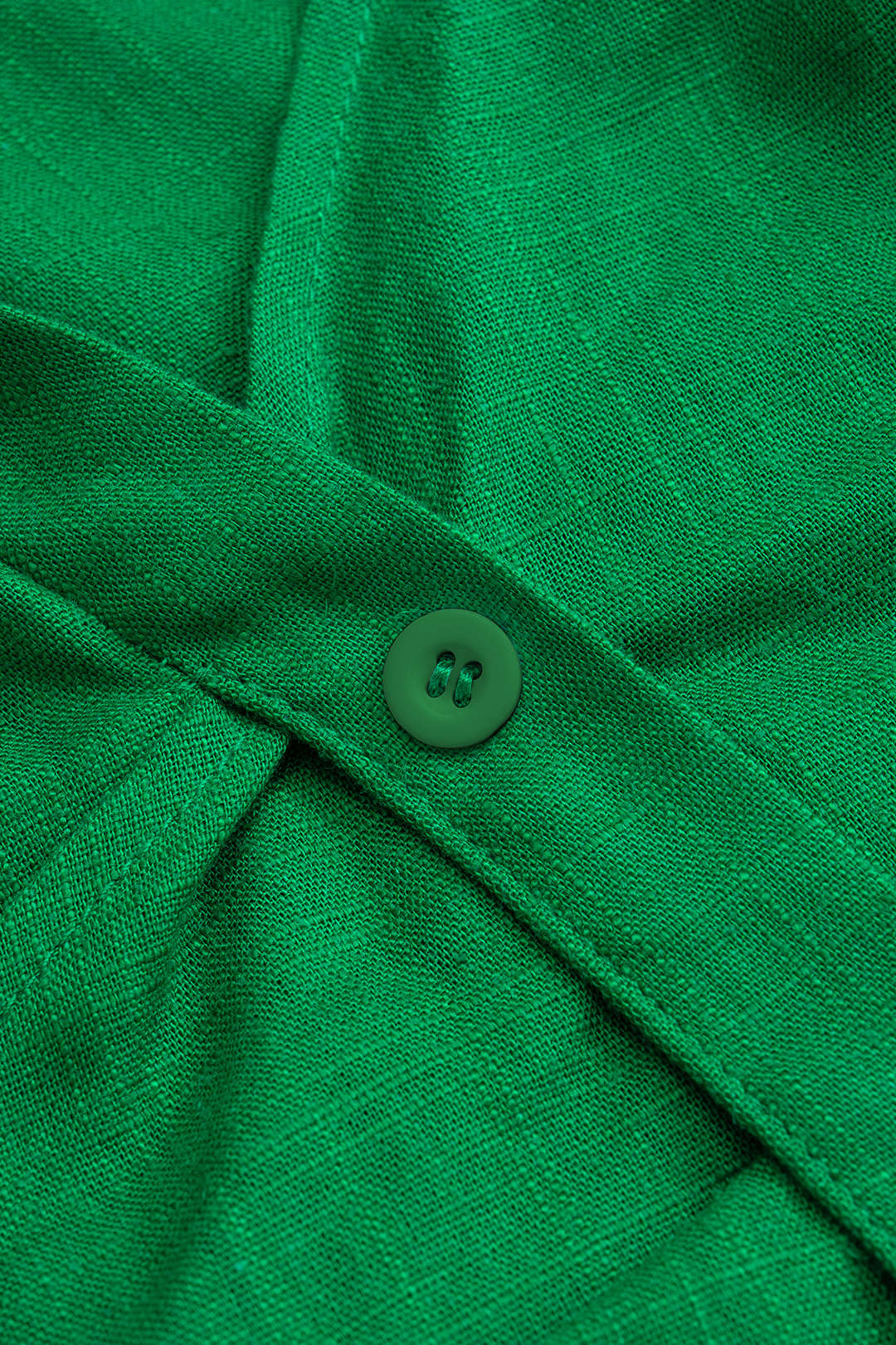 Linen Asymmetrical Ruched V-Neck Short-Sleeve Shirt - Image 3