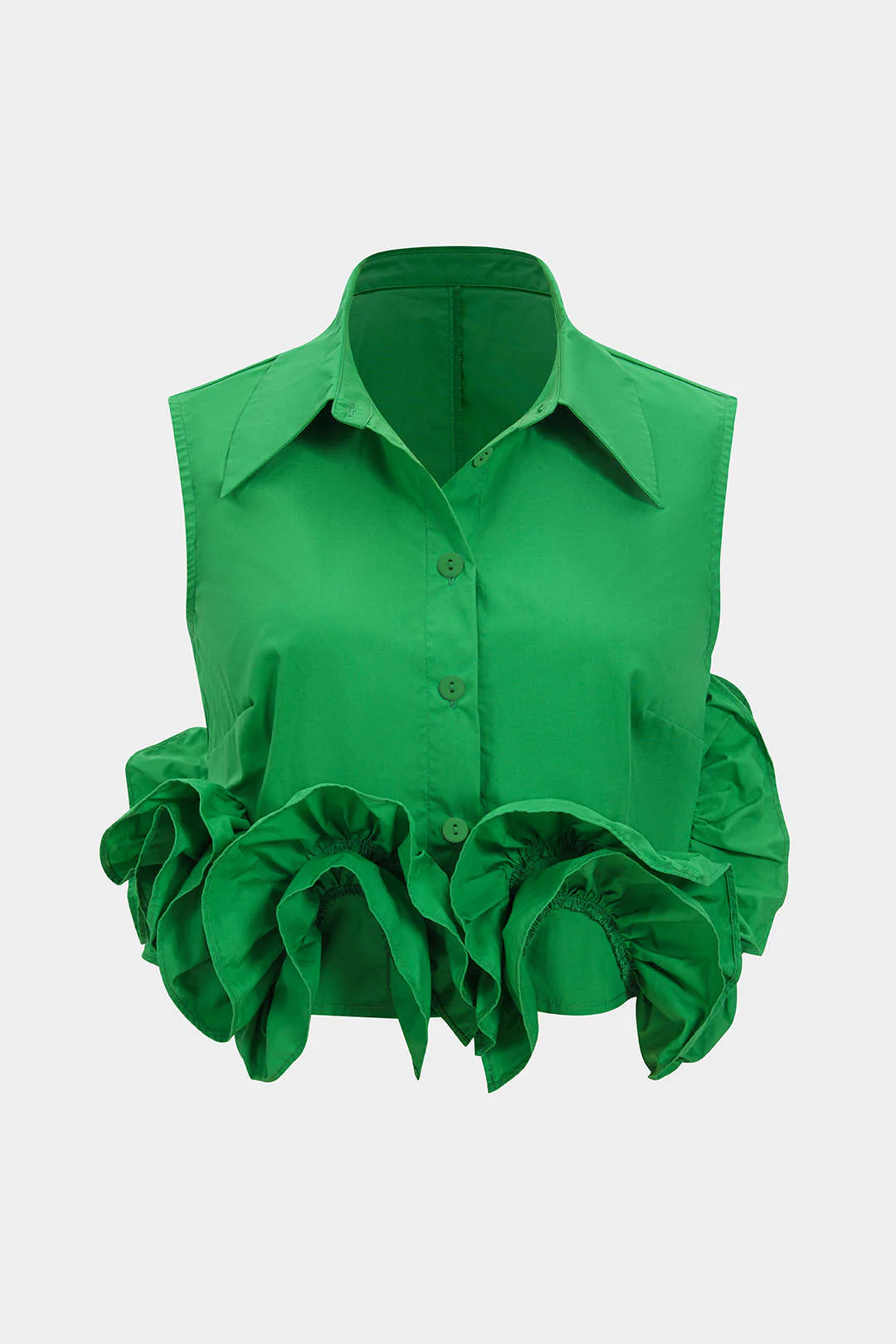 Button Ruffle Ruched Tank Top - Image 4