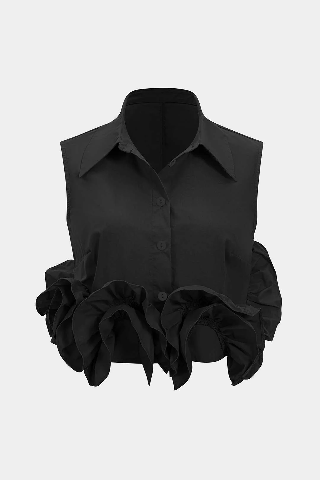Button Ruffle Ruched Tank Top - Image 6