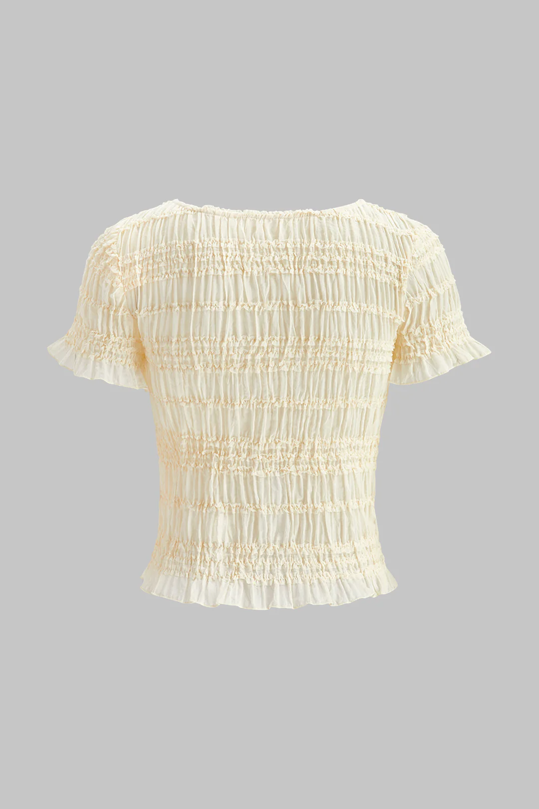 Chiffon Shirred Ruched Short-Sleeve Top And Skirt Set - Image 3