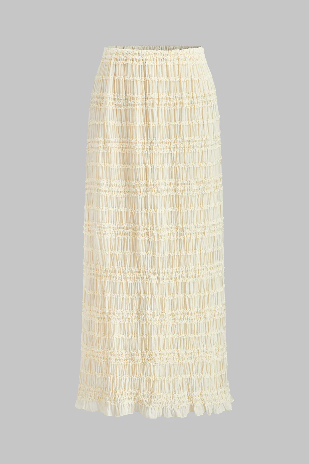 Chiffon Shirred Ruched Short-Sleeve Top And Skirt Set - Image 4