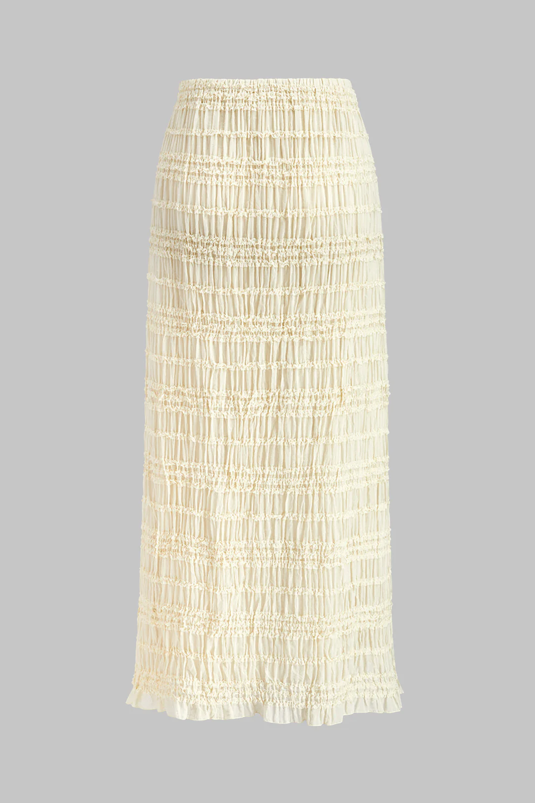 Chiffon Shirred Ruched Short-Sleeve Top And Skirt Set - Image 5