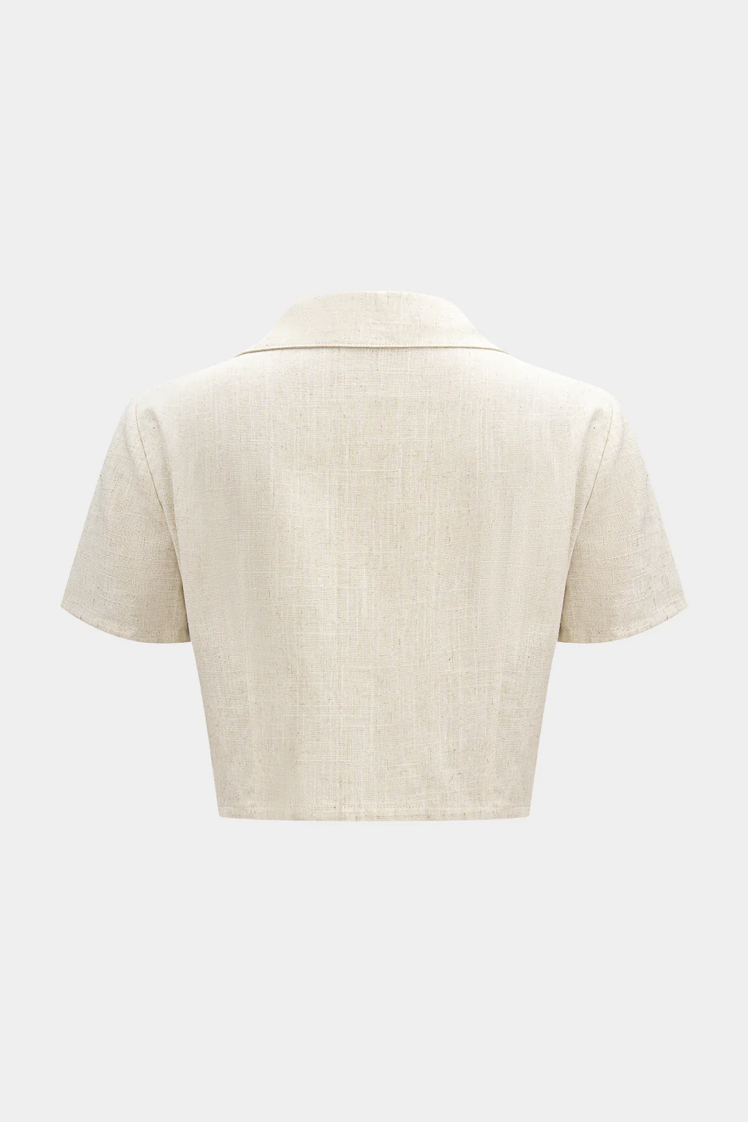 Linen V-Neck Button Short-Sleeve Shirt - Image 2