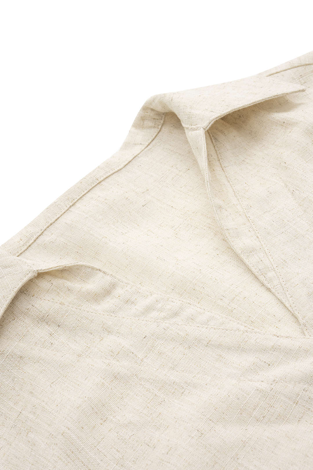 Linen V-Neck Button Short-Sleeve Shirt - Image 3